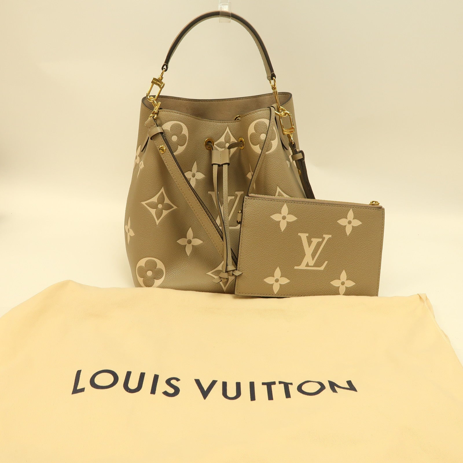 LOUIS VUITTON Monogram Empreinte Neo Noe手挽肩背兩用袋米色/米白色