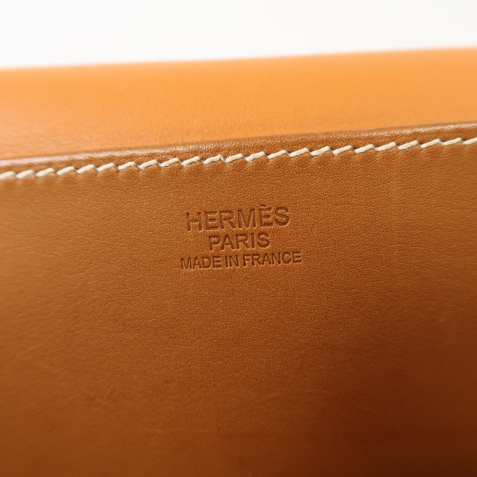HERMES Barenia皮革Halzan 31銀扣手挽肩背兩用袋太妃色/南瓜色