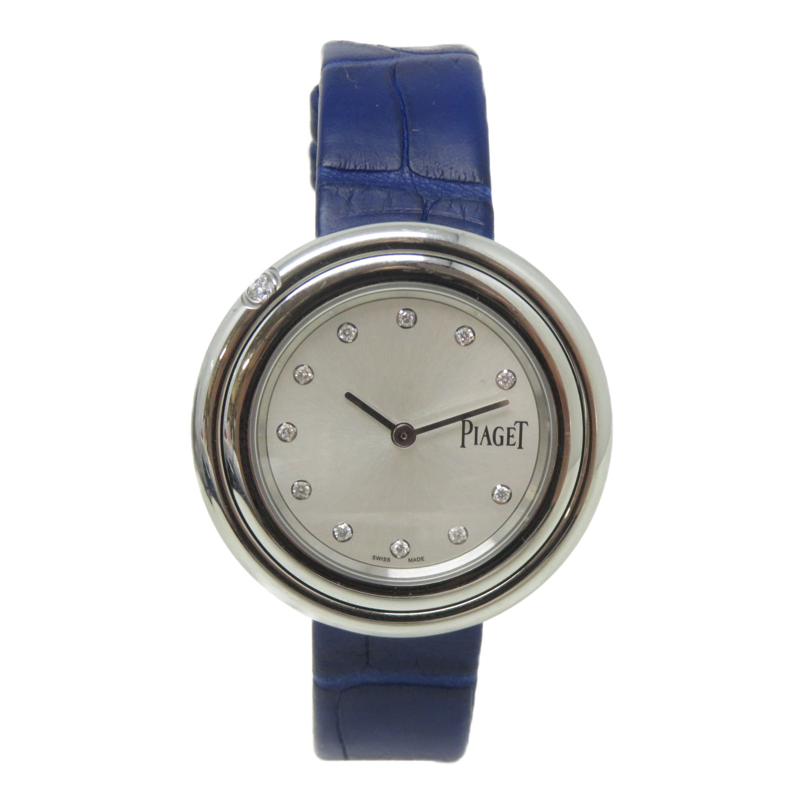 PIAGET Possession Watch不鏽鋼/鱷魚皮革帶手錶石英機芯銀色