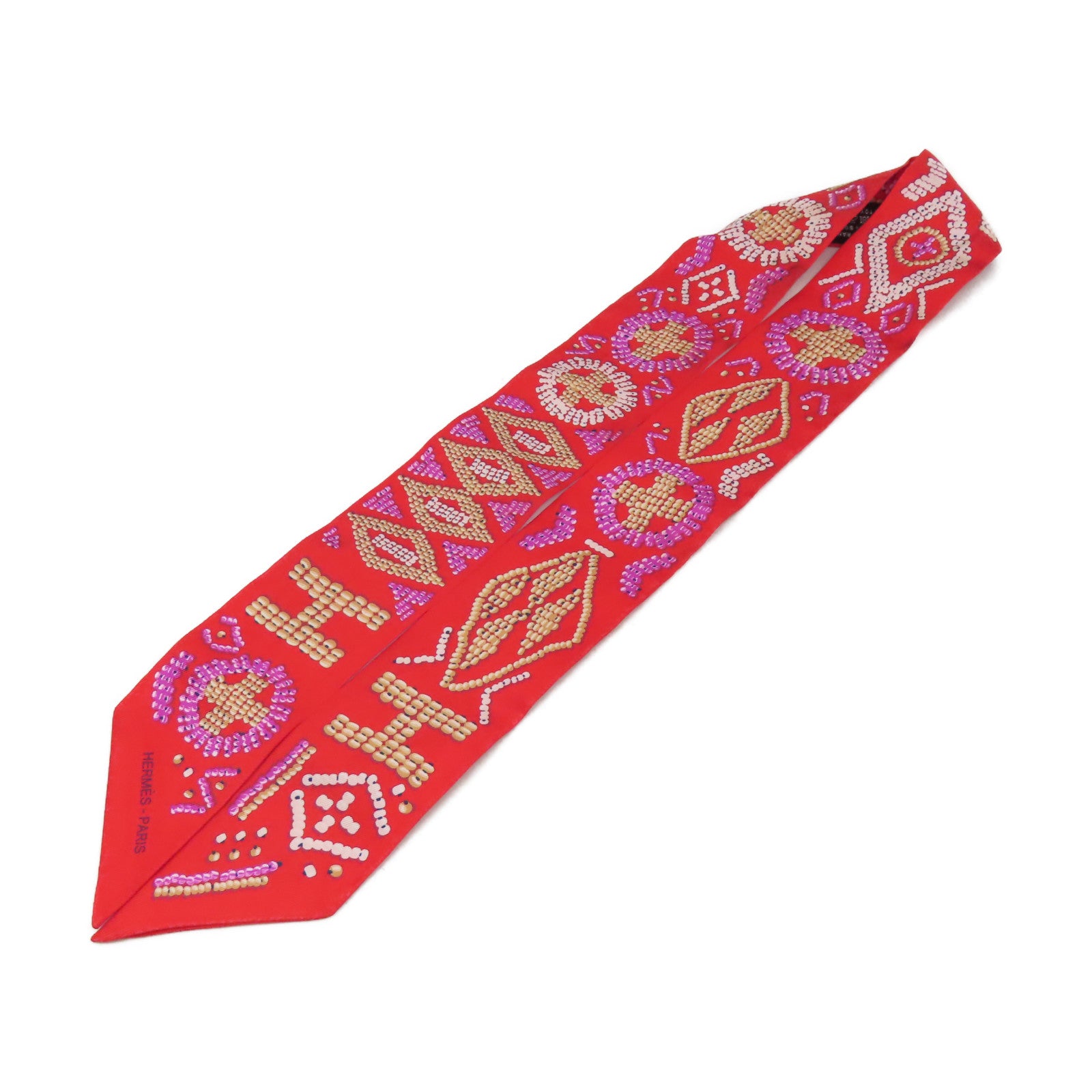 HERMES 【激減優惠】絲質Twilly絲巾紅色