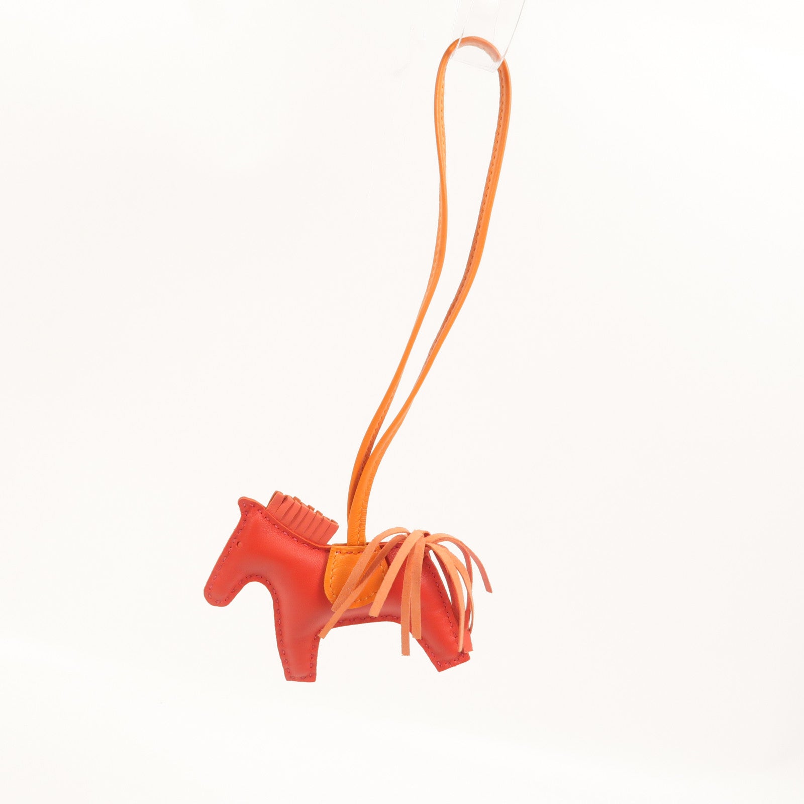 HERMES Milo/Swift皮革Rodeo PM掛飾Rouge Casaque/Orange