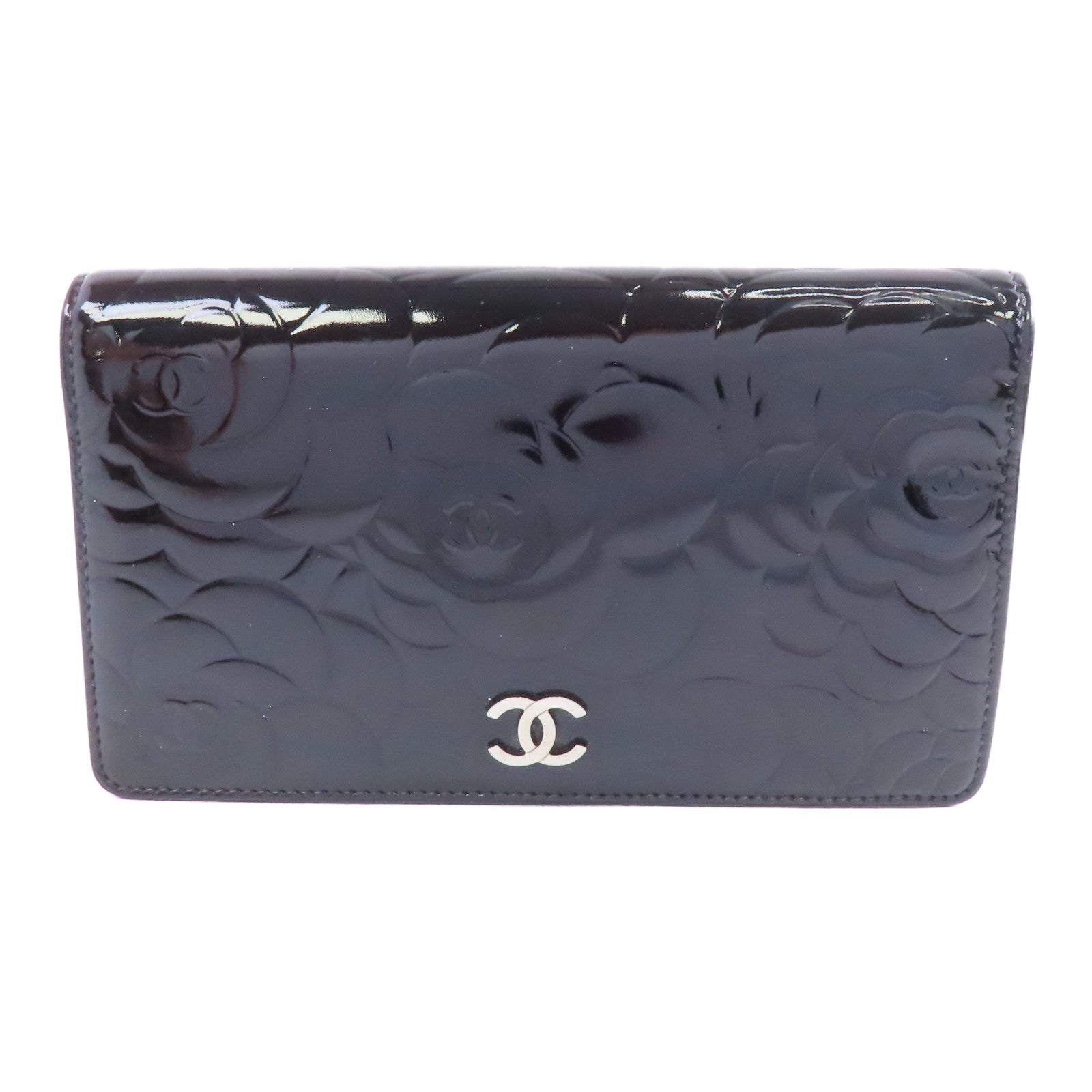 CHANEL 【激減優惠】漆皮皮革Long Wallet銀扣長錢包黑色
