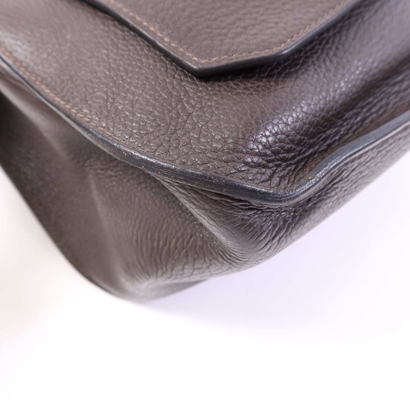 HERMES Clemence皮革Jypsiere 34銀扣肩背袋Brown