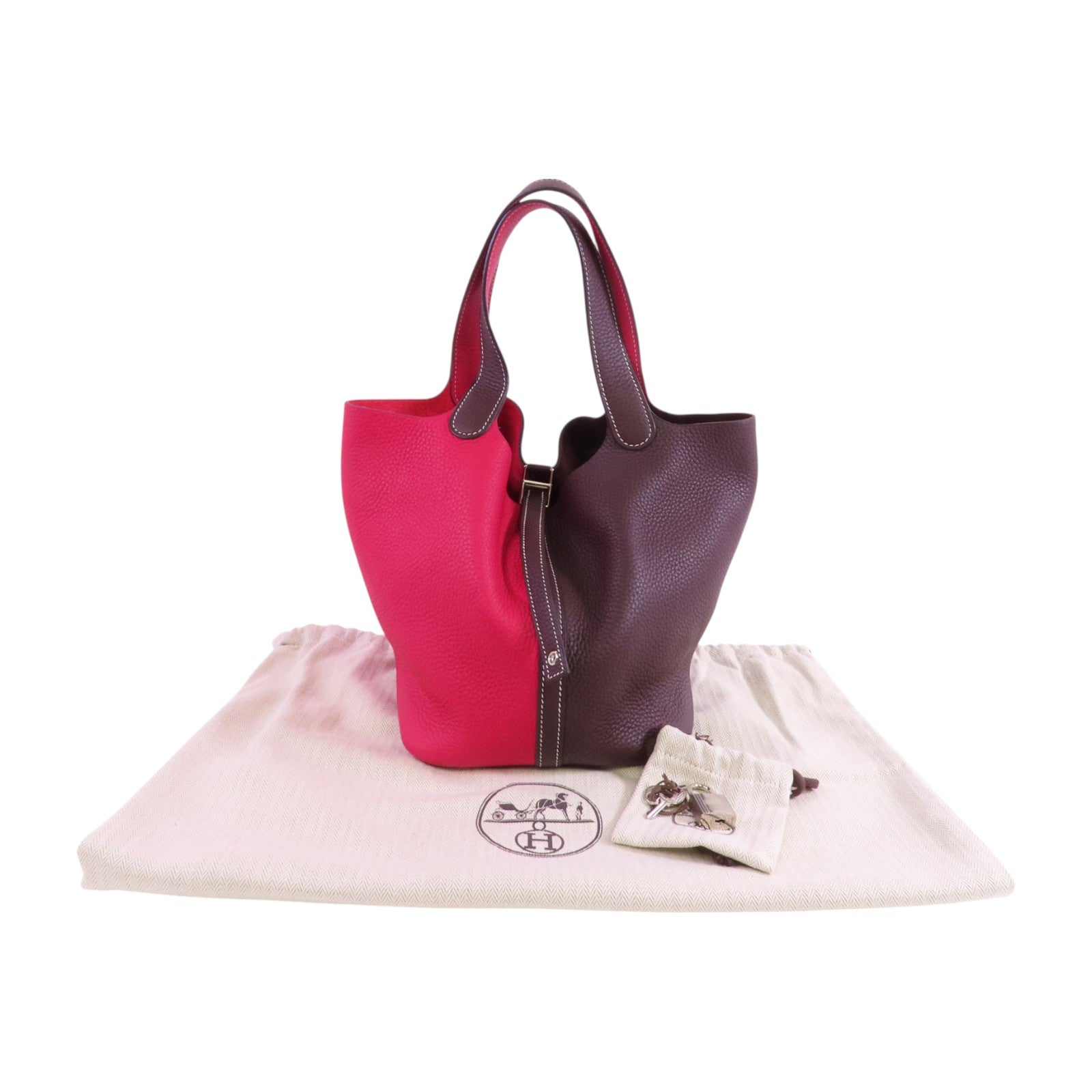 HERMES Clemence皮革Picotin MM銀扣手挽袋