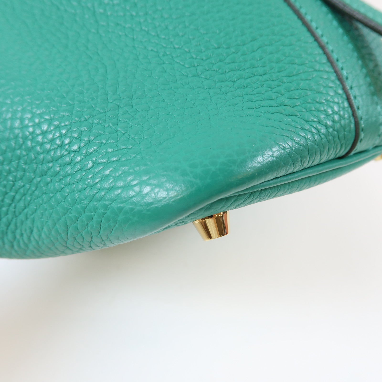 HERMES Clemence皮革Picotin PM金扣手挽袋Vert Vertigo/綠色