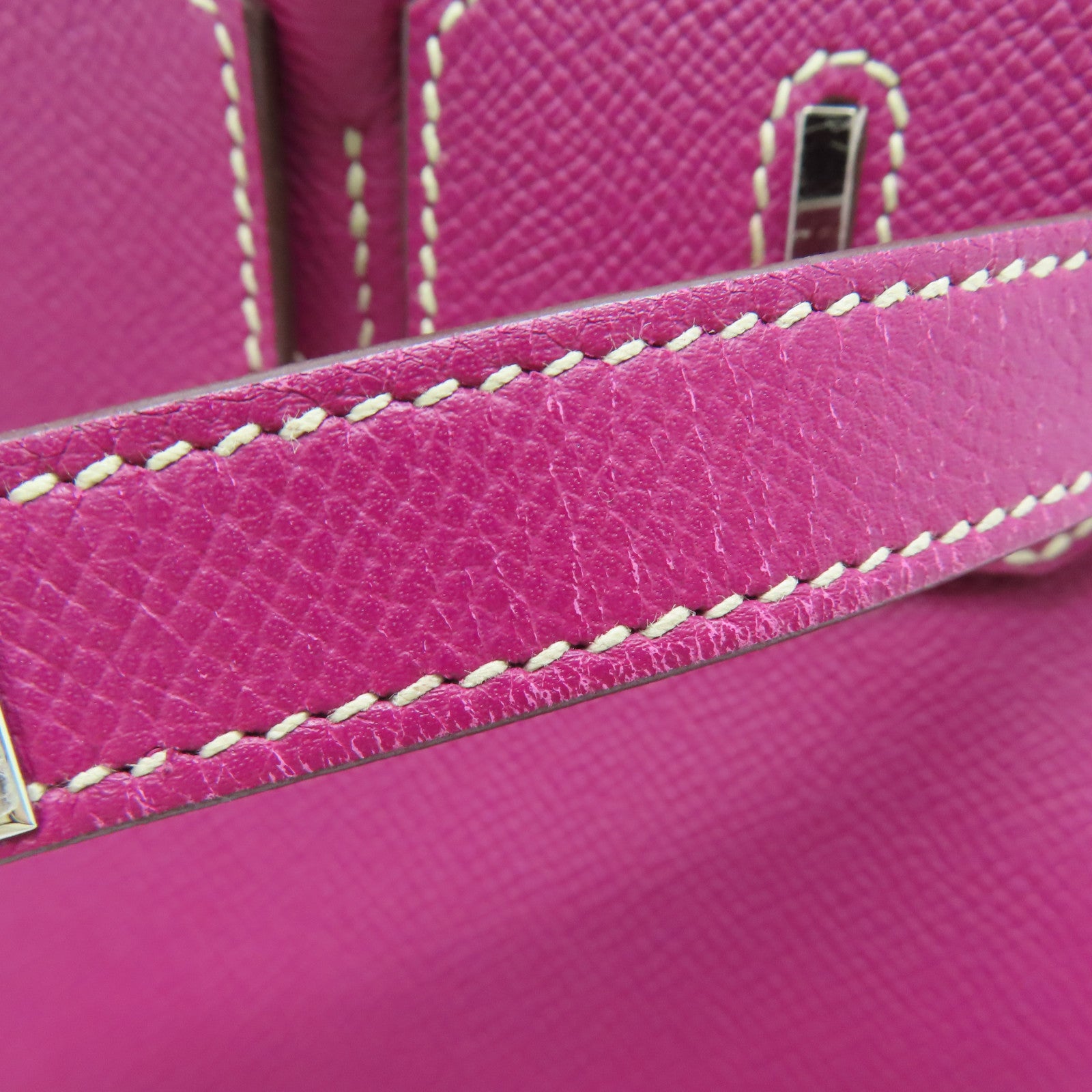 HERMES Epsom皮革Birkin 30銀扣手挽袋Tosca桃紫色
