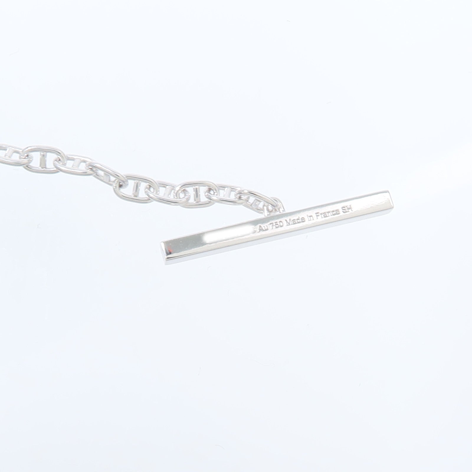 HERMES 18K白金Chaine d'ancre Contour Pendant GM鑽石項鍊