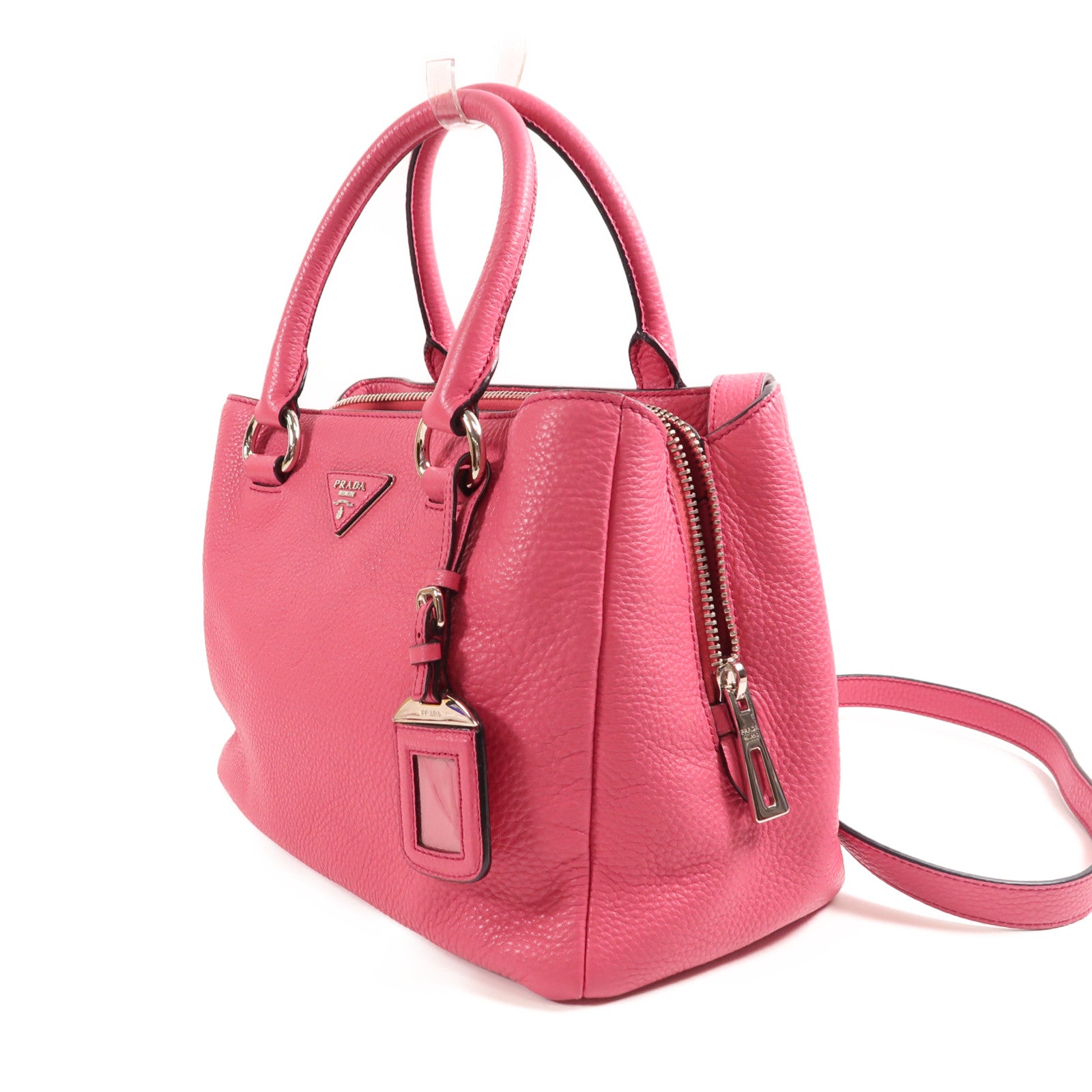 PRADA 牛皮皮革Shoulder Bag銀扣手挽肩背兩用袋