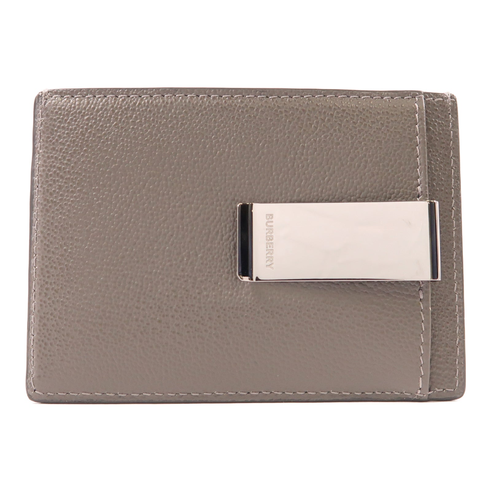 BURBERRY 牛皮皮革Card Case銀扣卡片套灰色