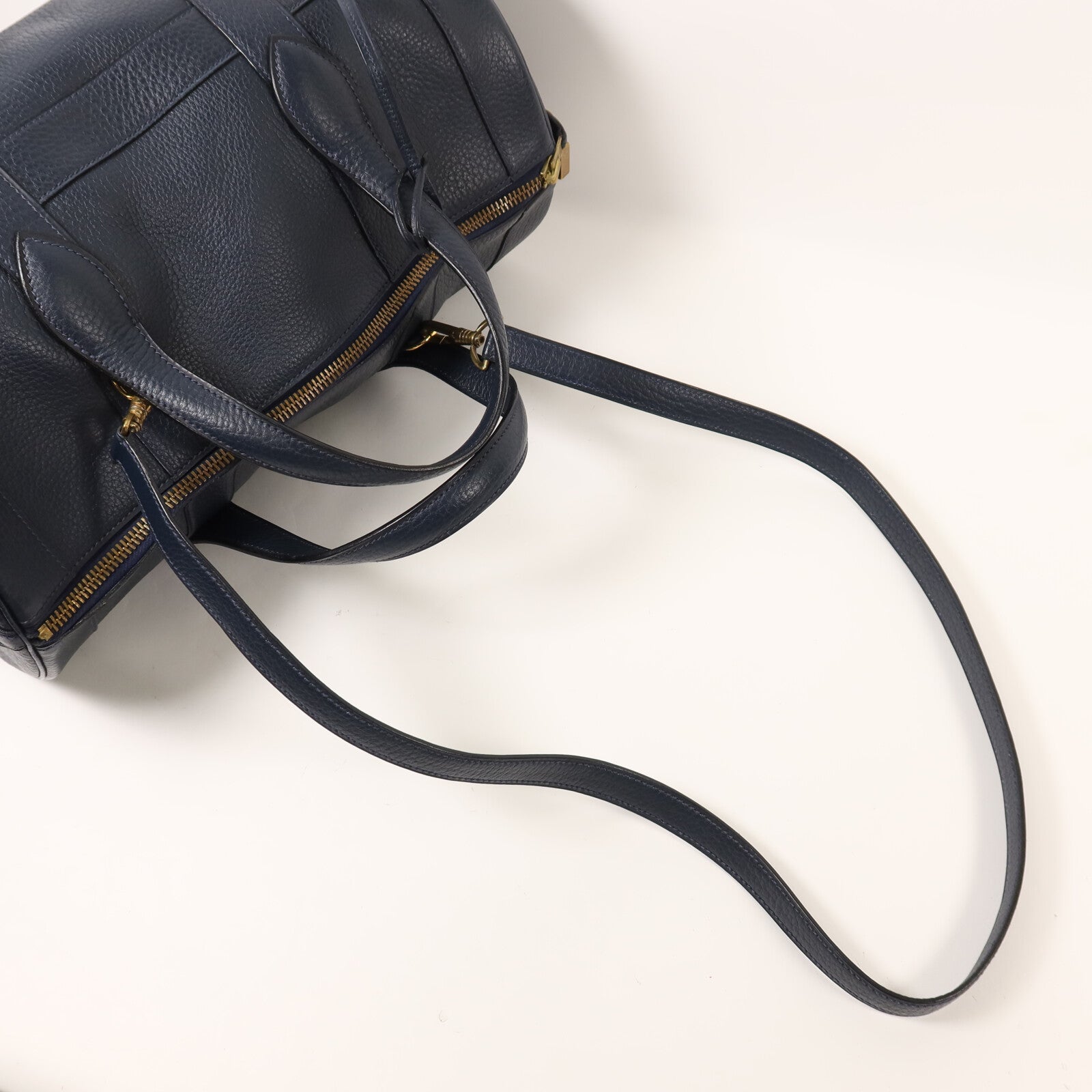 HERMES Ardennes皮革Rudy金扣手挽肩背兩用袋Navy