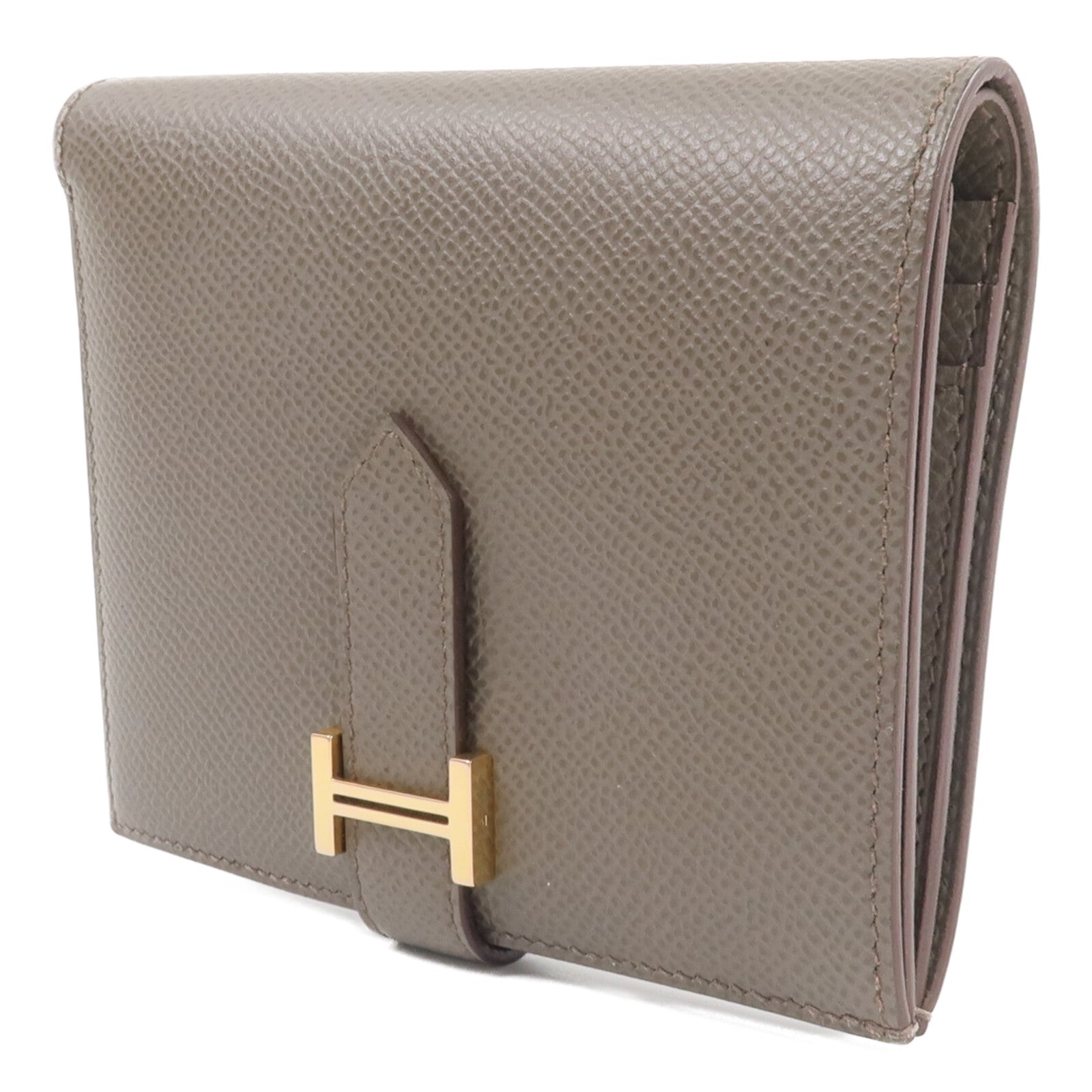 HERMES Epsom皮革Bearn Compact Wallet錢包Etain