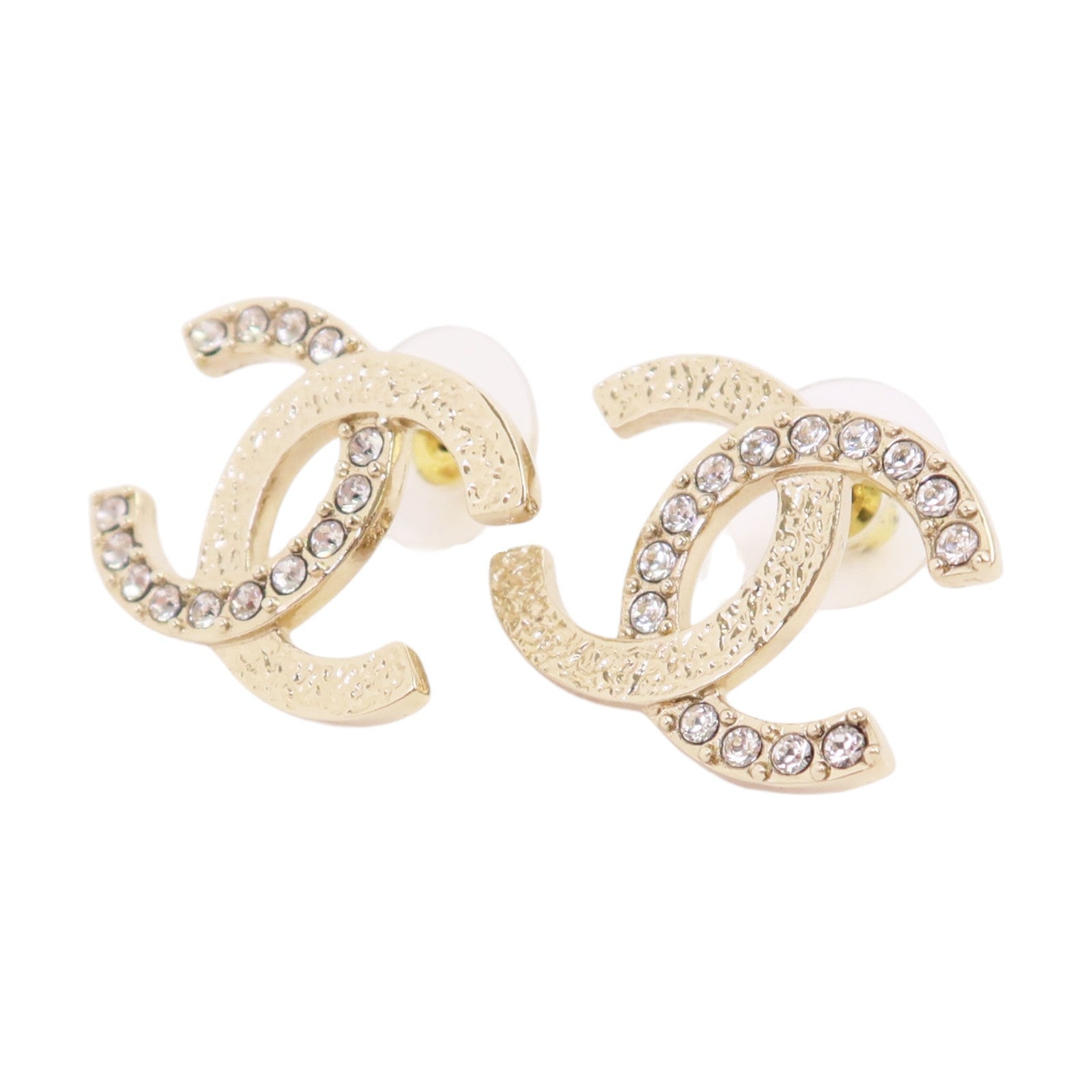 CHANEL 金屬/水鑽CC Earrings金扣耳環