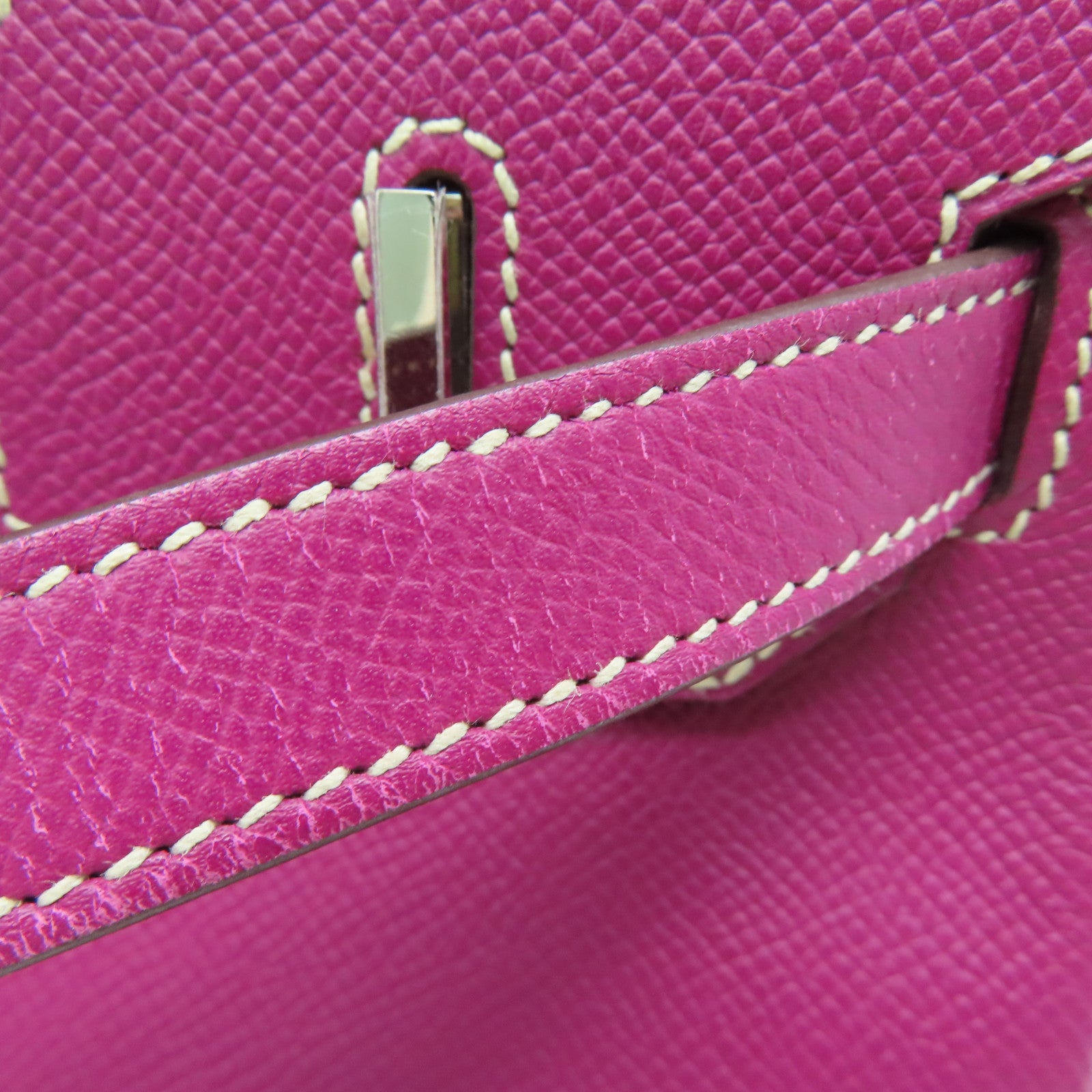 HERMES Epsom皮革Birkin 30銀扣手挽袋Tosca桃紫色
