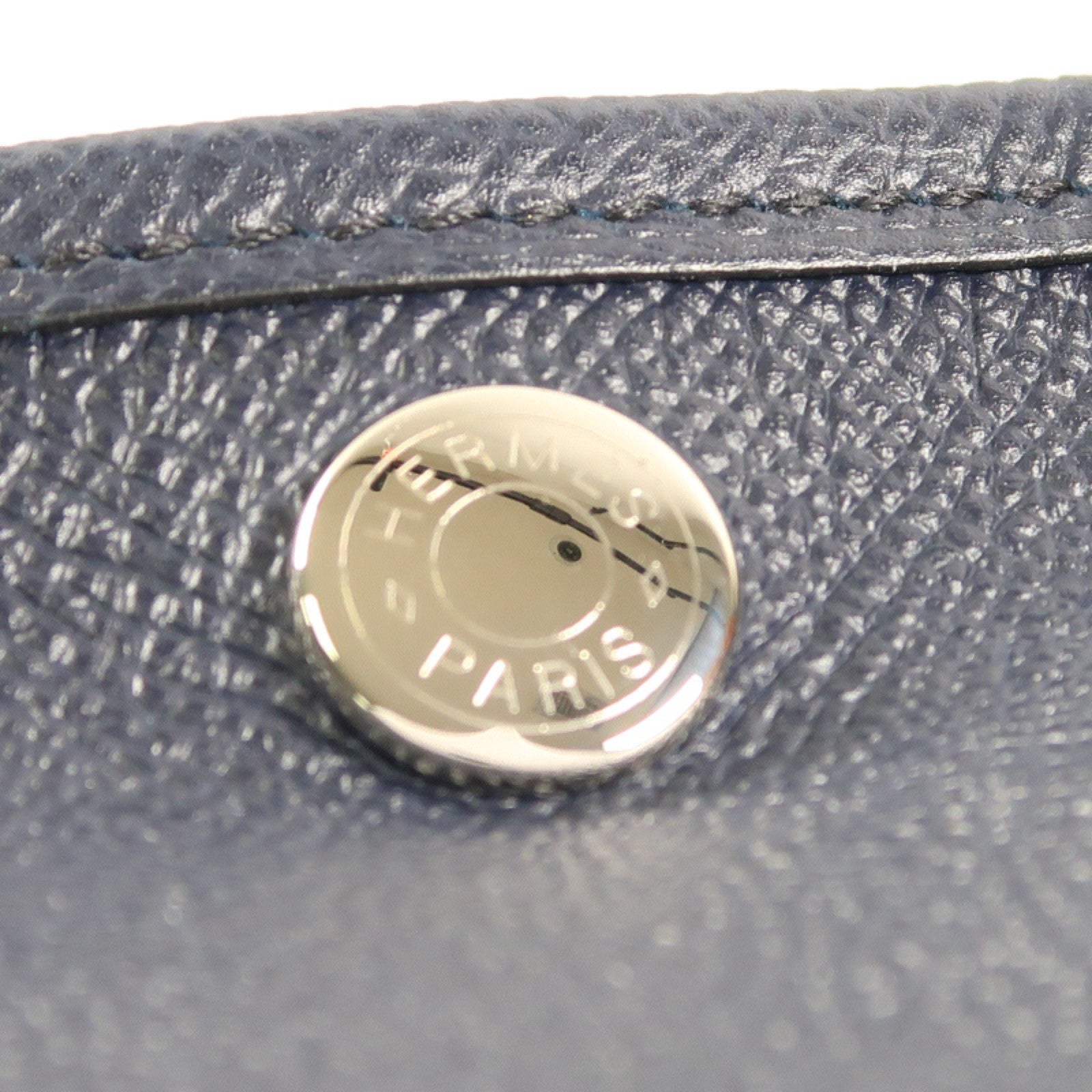 HERMES Epsom皮革Garden Party TPM銀扣手挽袋Bleu Nuit深藍色