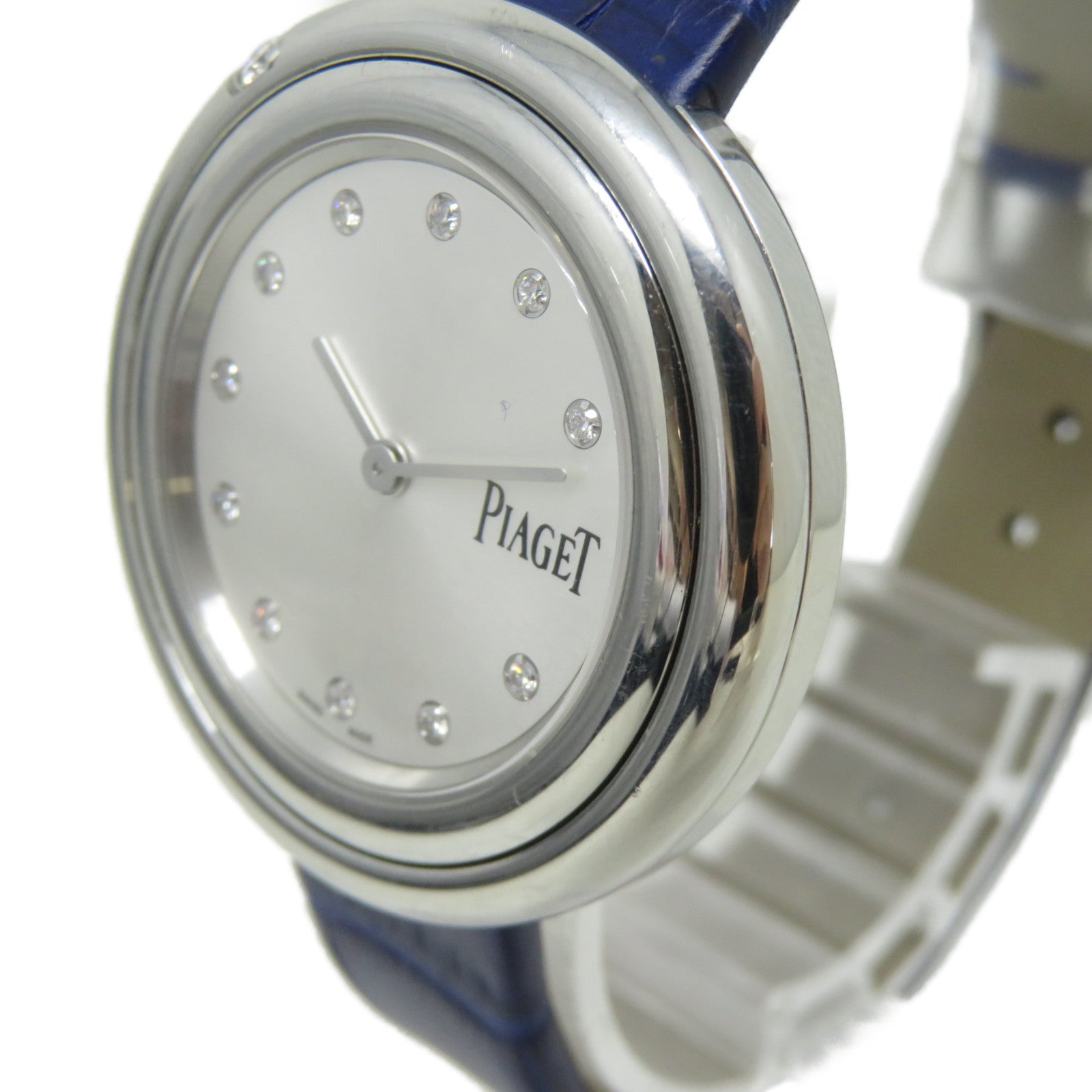 PIAGET Possession Watch不鏽鋼/鱷魚皮革帶手錶石英機芯銀色
