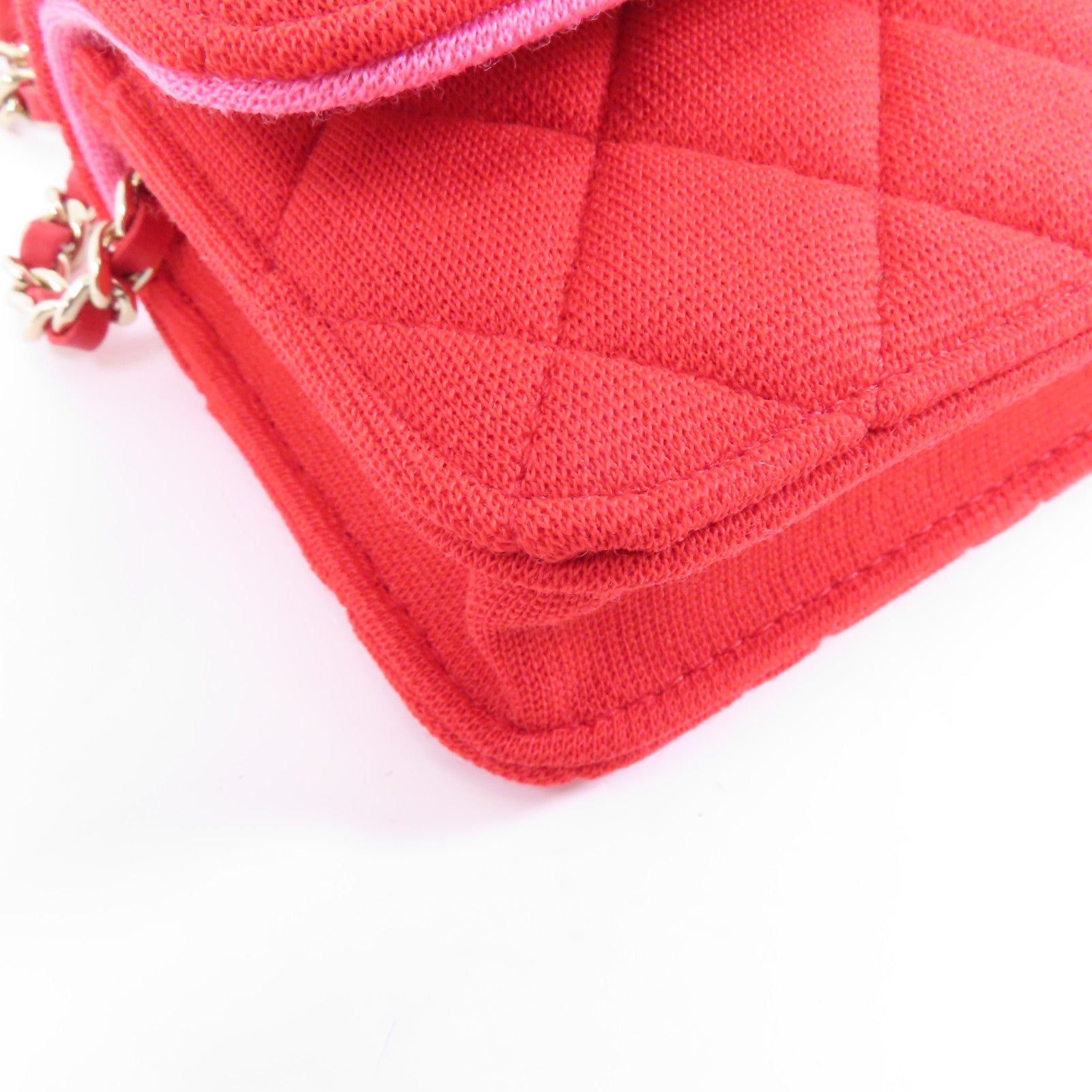 CHANEL 【激減優惠】菱格帆布Chain Shoulder Bag金扣鏈帶肩背袋紅色