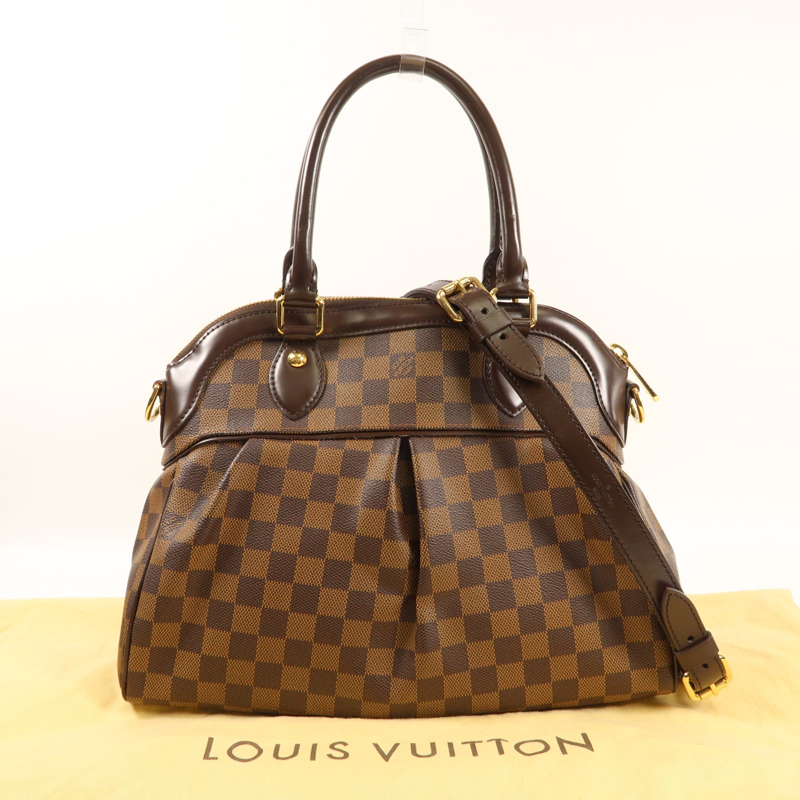 LOUIS VUITTON 【激減優惠】Damier Trevi金扣手挽肩背兩用袋