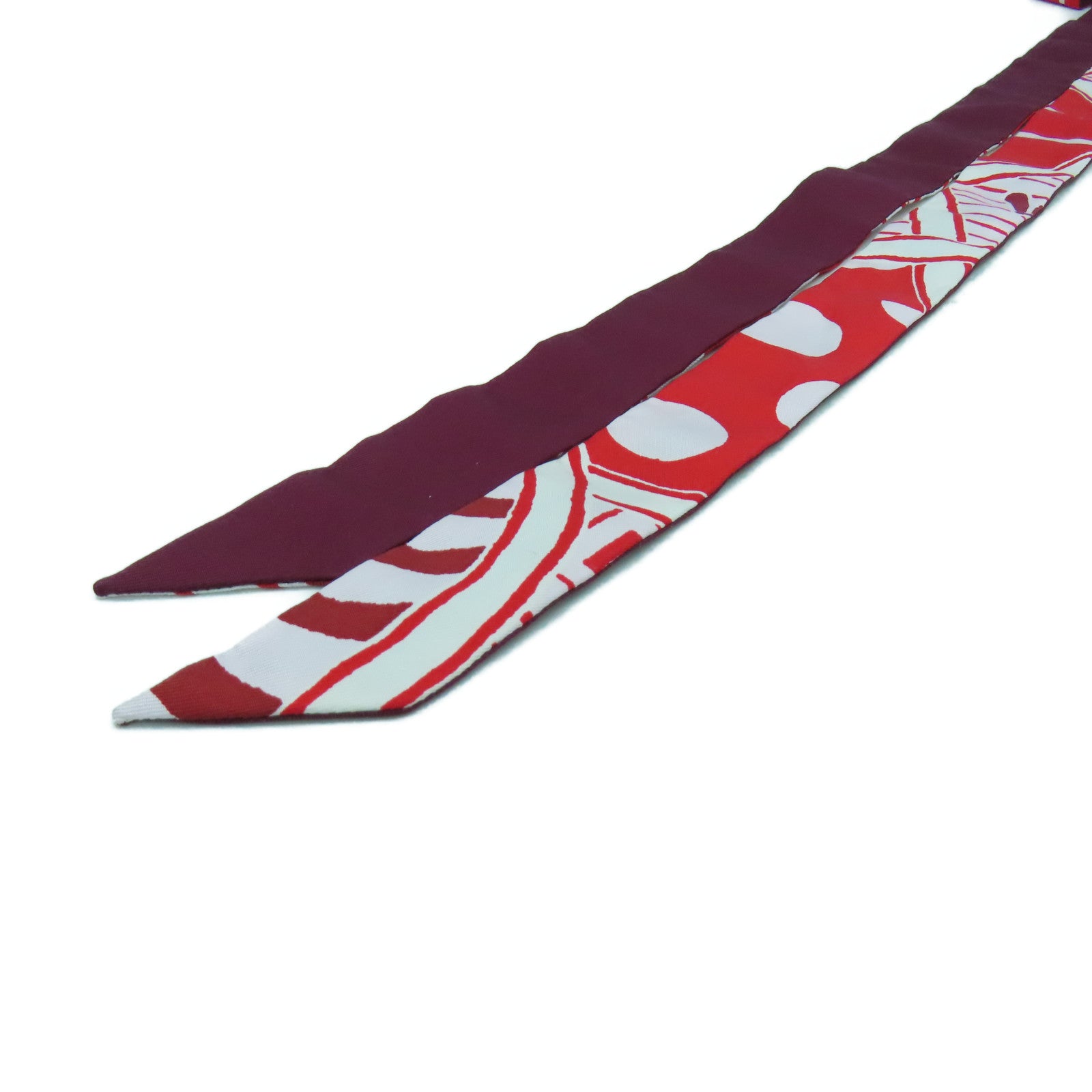 HERMES 【激減優惠】絲質Twillon絲巾紅色/白色