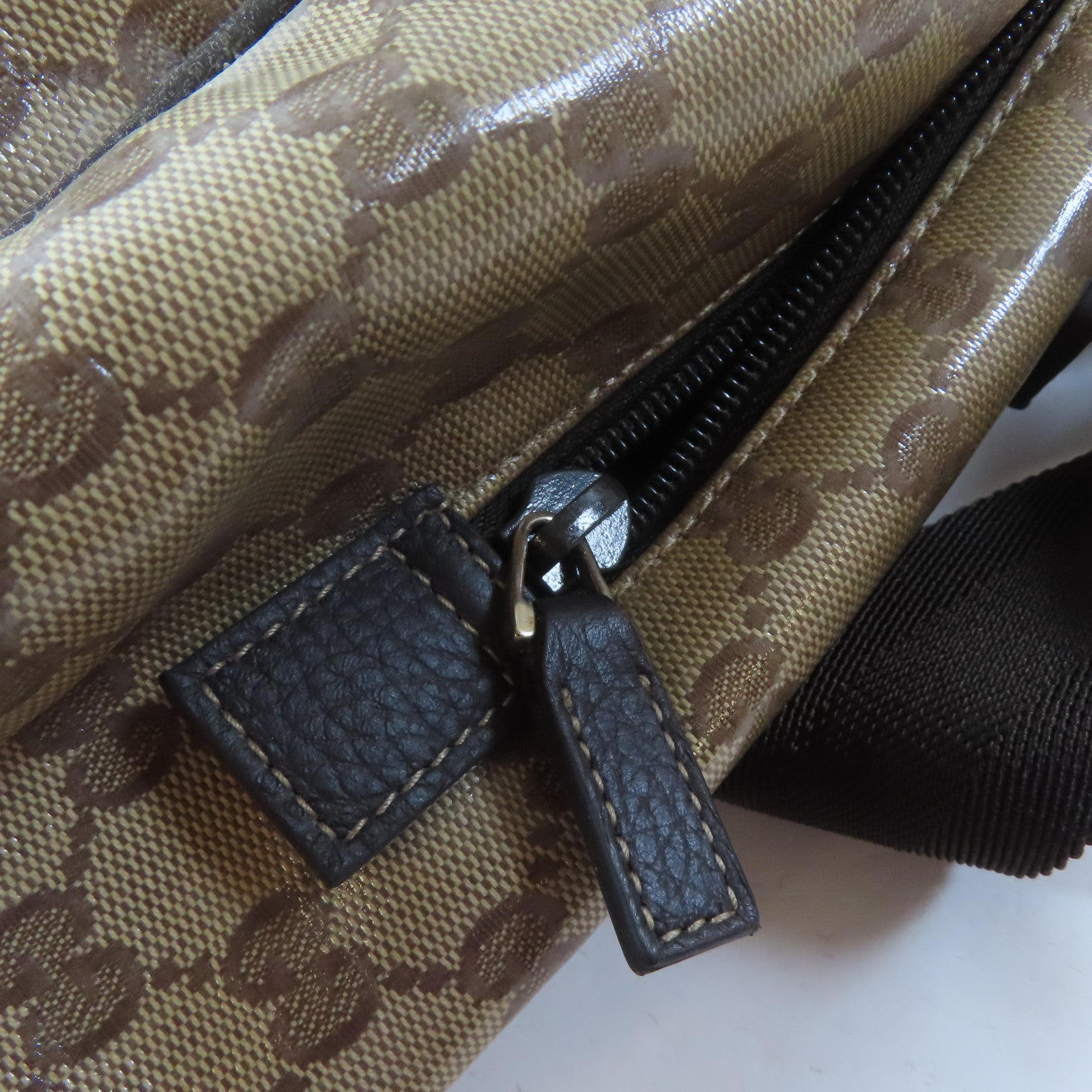 GUCCI 塗層帆布2 Way Shoulder Bag金扣手挽肩背兩用袋啡色