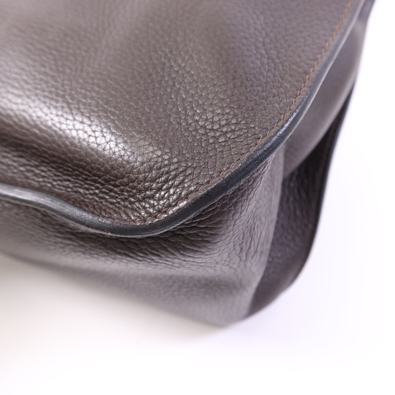 HERMES Clemence皮革Jypsiere 34銀扣肩背袋Brown