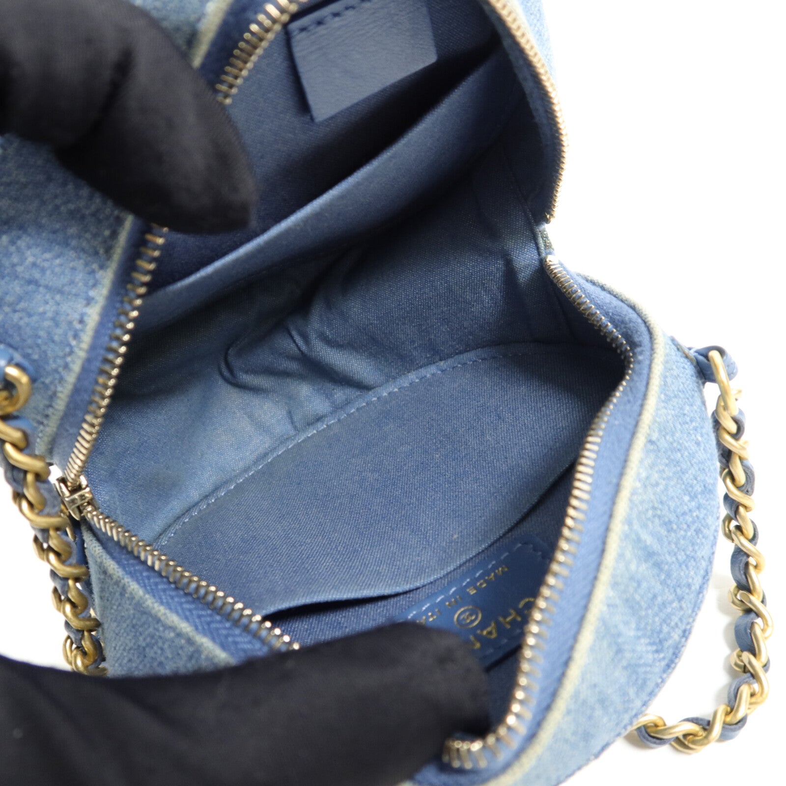 CHANEL 牛仔布Chain Shoulder鏈帶肩背袋