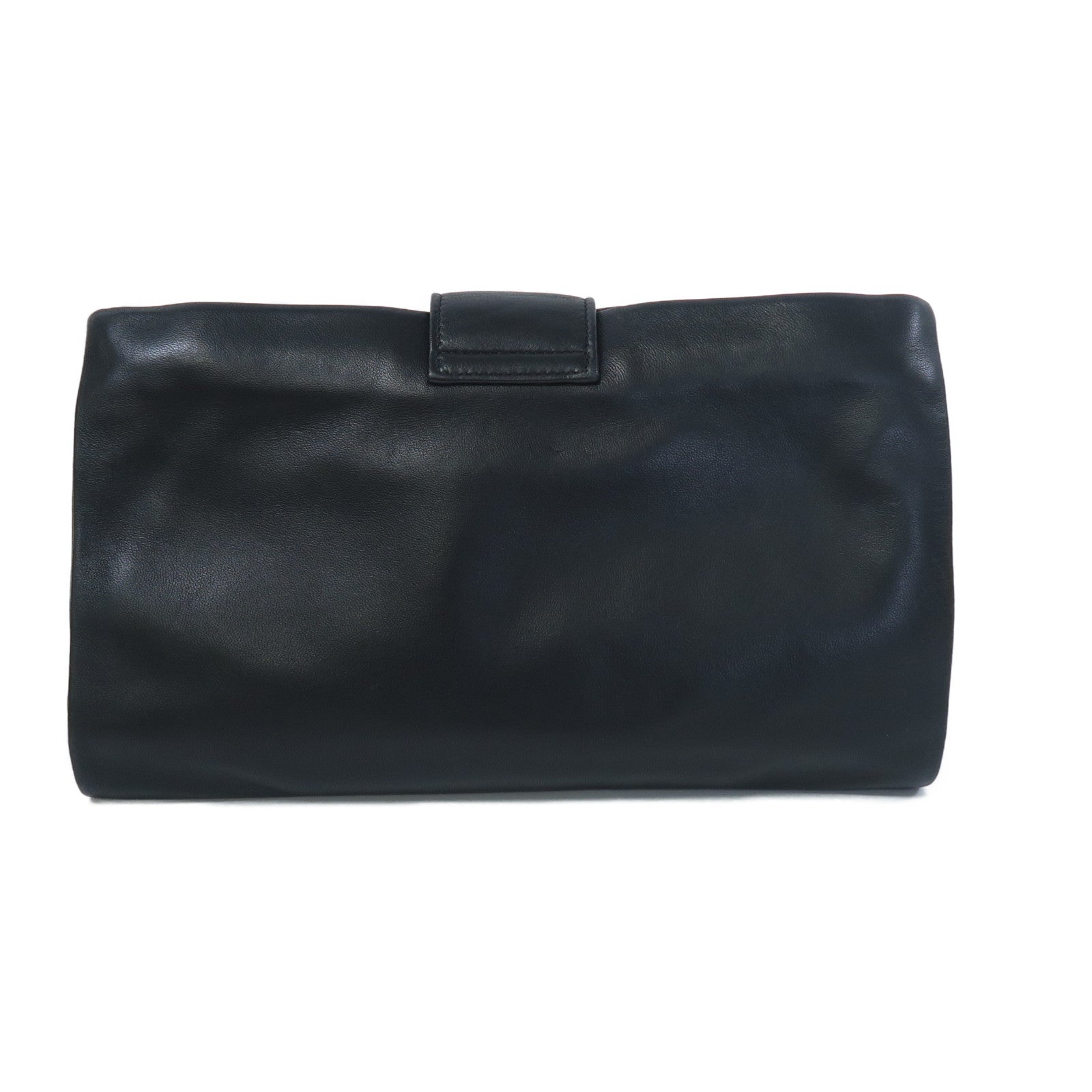 CHANEL 【激減優惠】羊皮皮革Clutch Bag銀扣手拿包黑色