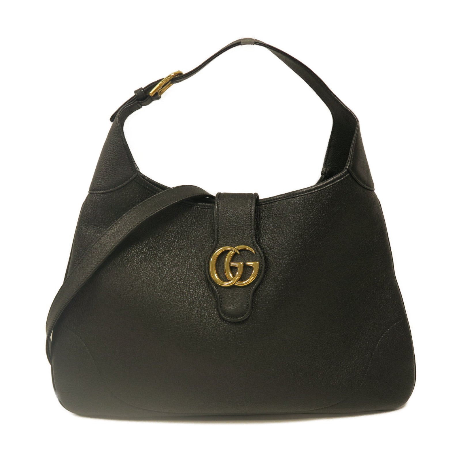 GUCCI 【激減優惠】牛皮皮革Shoulder Bag金扣手挽肩背兩用袋黑色
