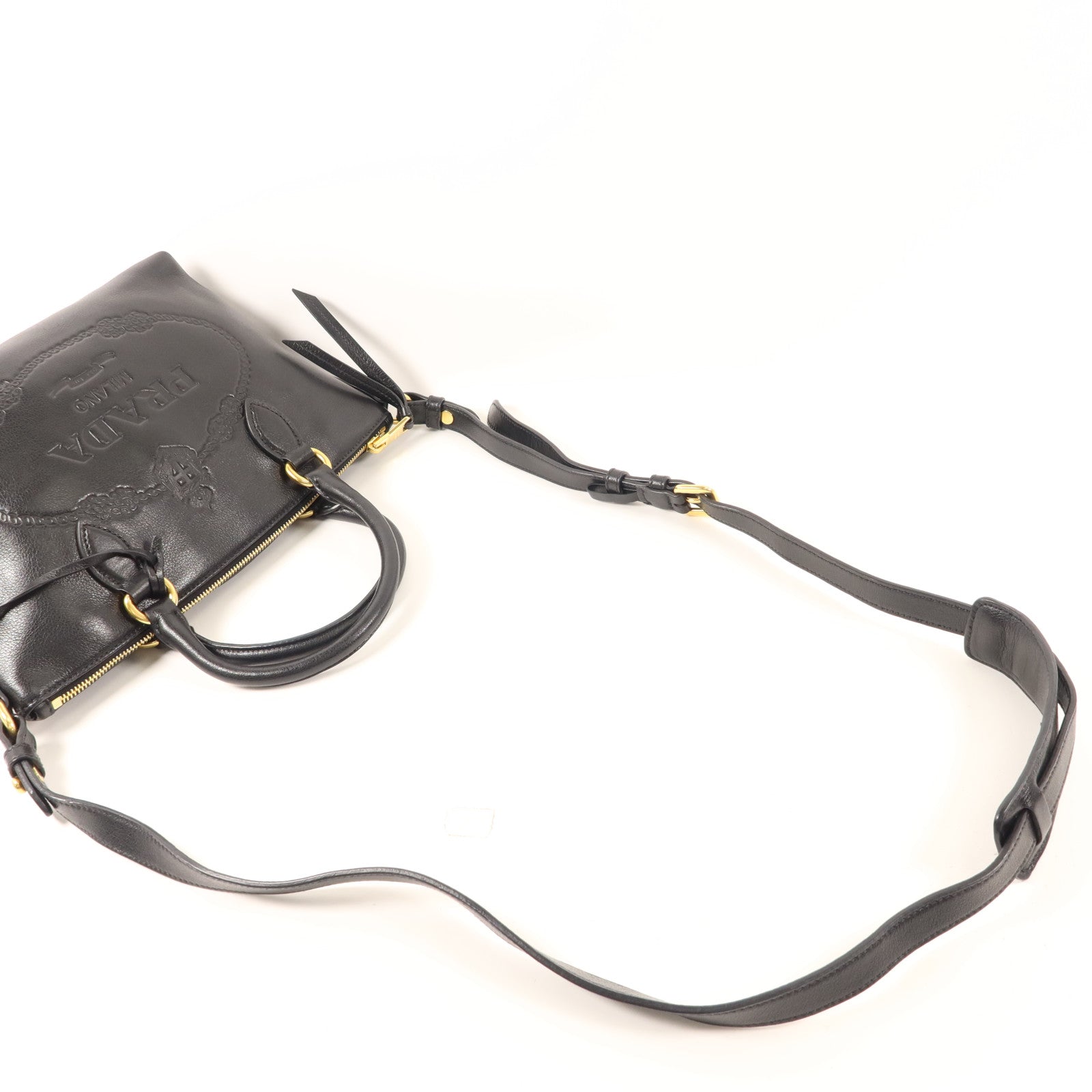PRADA 牛皮皮革2 Way Shoulder金扣手挽肩背兩用袋