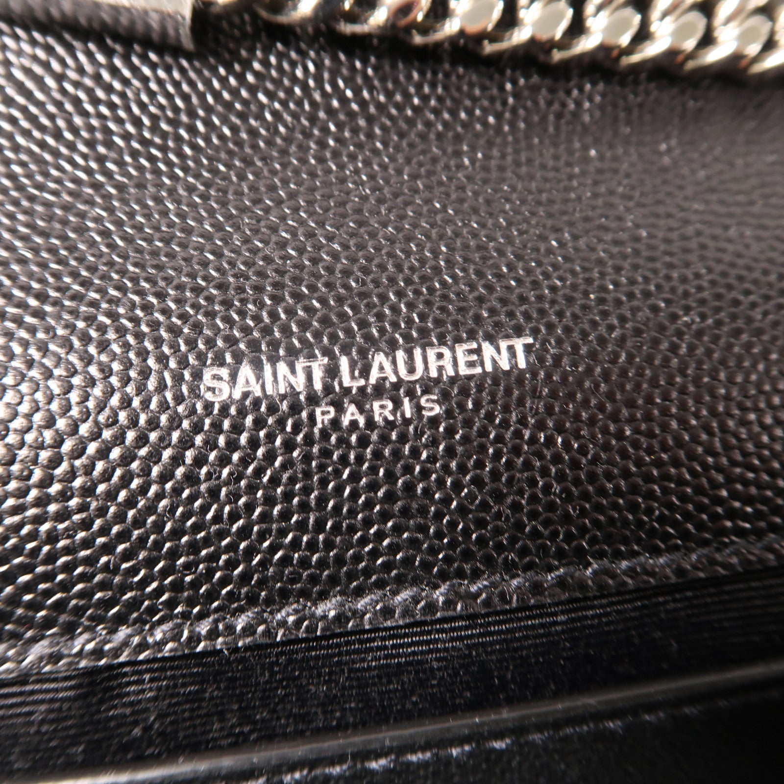 YVES SAINT LAURENT 牛皮皮革Kate銀扣鏈帶肩背袋黑色