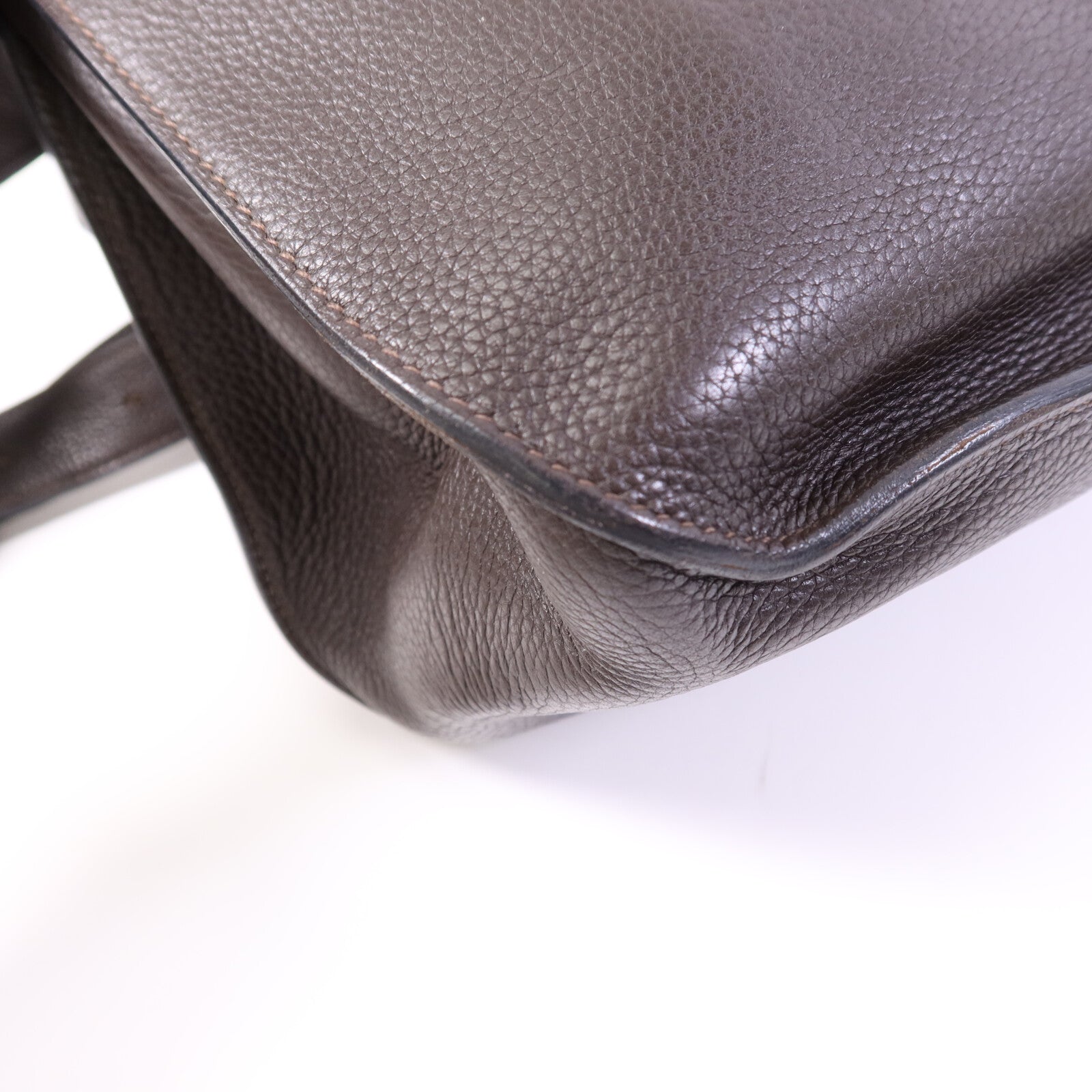 HERMES Clemence皮革Jypsiere 34銀扣肩背袋Brown