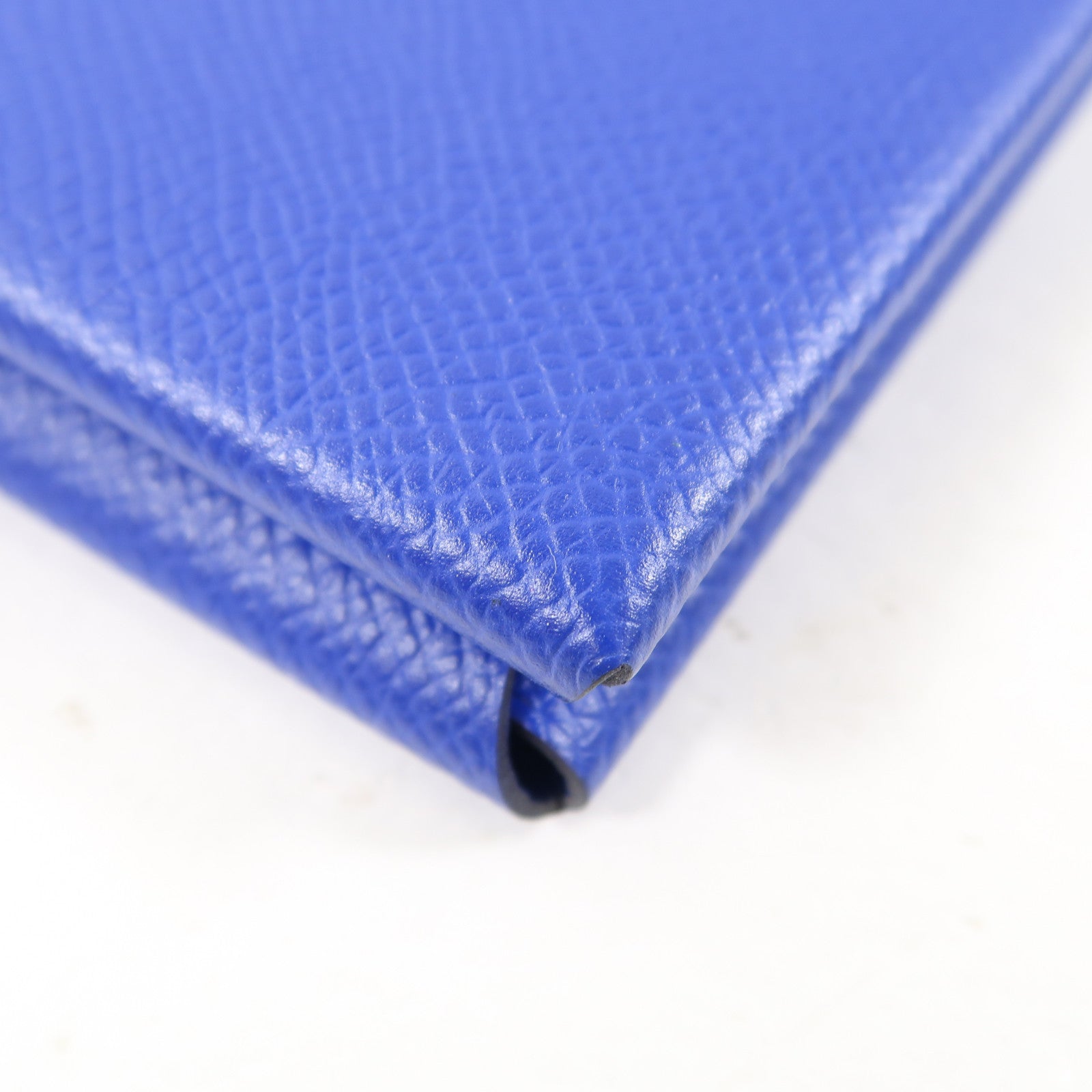 HERMES Epsom皮革Pochette Calvi MM銀扣手拿包藍色