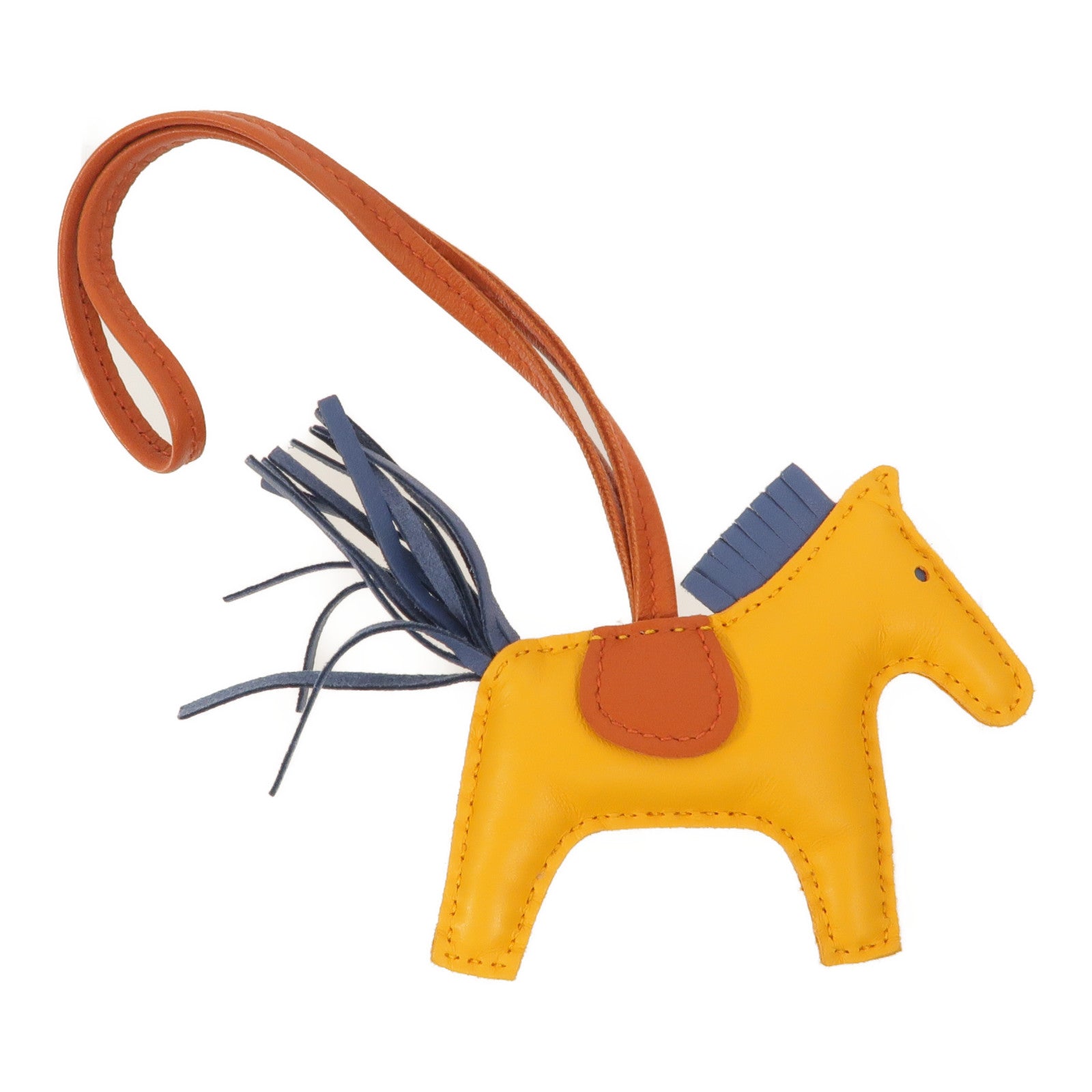 HERMES Milo/Swift皮革Rodeo PM掛飾Jaune d'Or