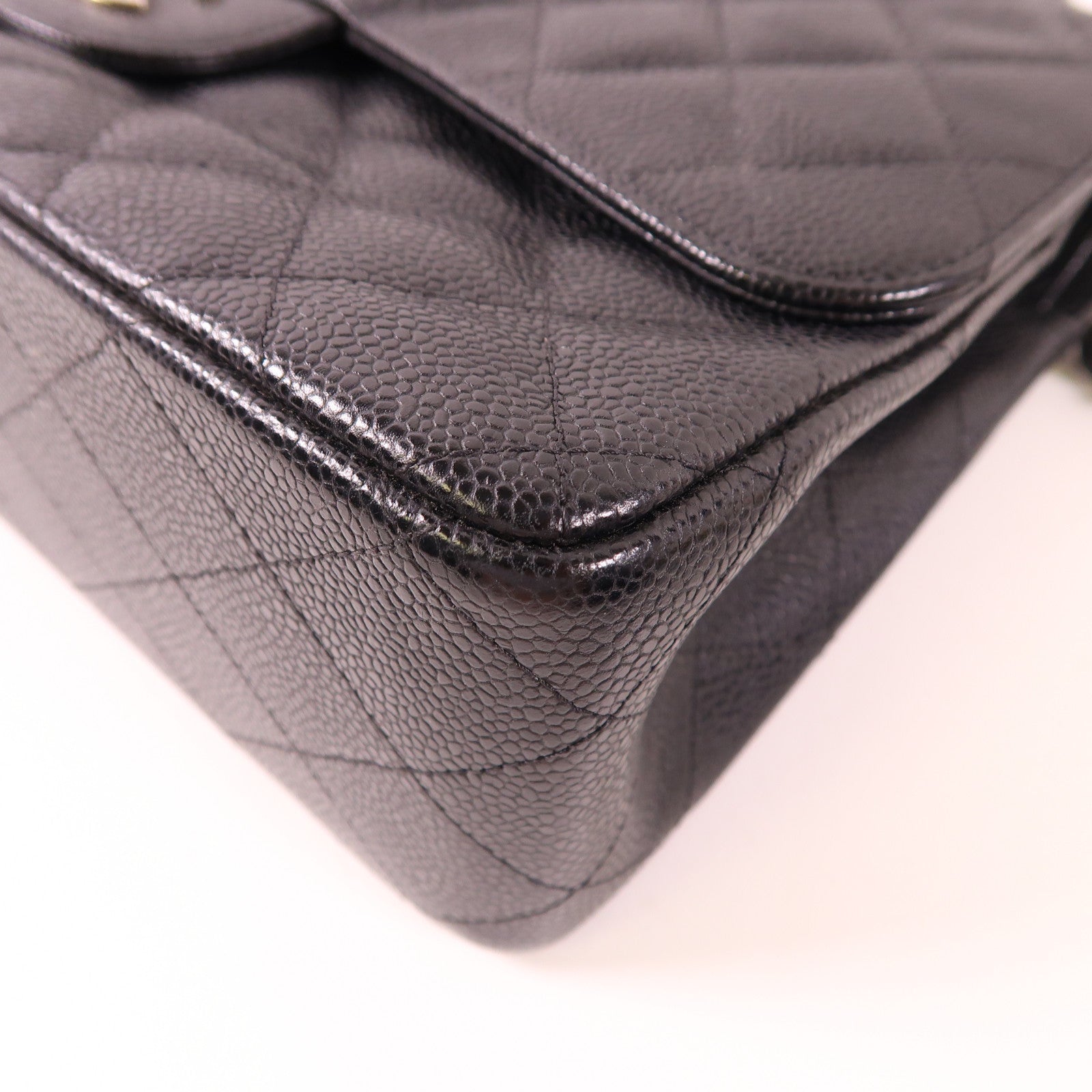 CHANEL 牛皮皮革Large Classic銀扣鏈帶肩背袋