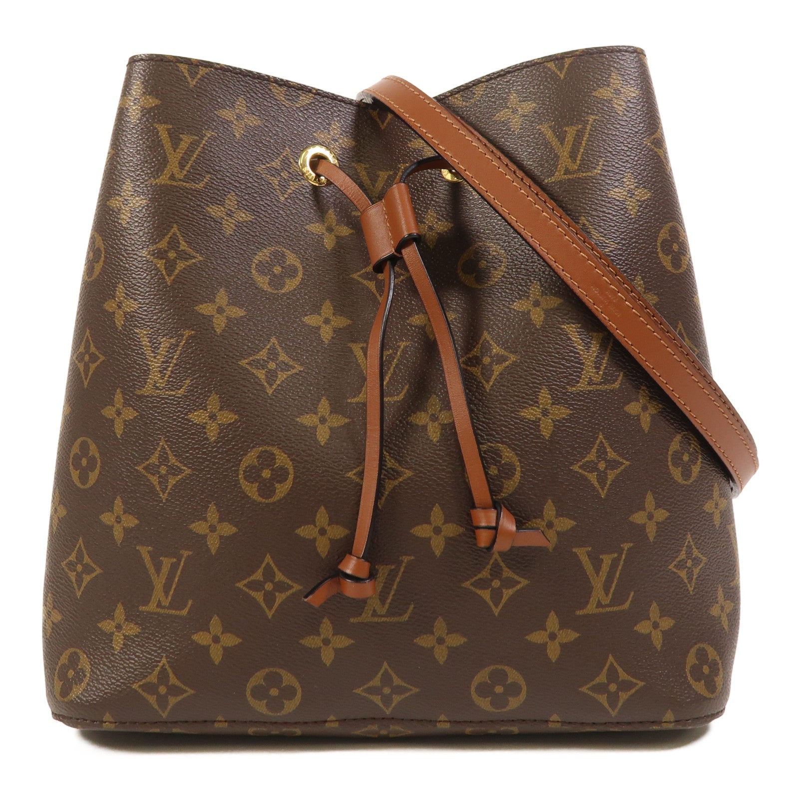 LOUIS VUITTON Monogram NeoNoe MM金扣肩背袋棕色