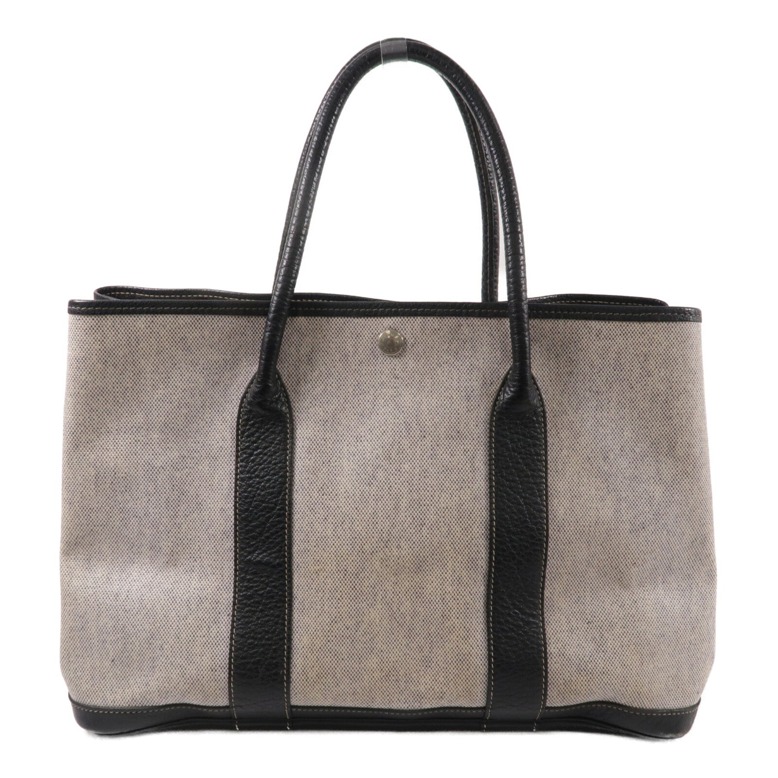HERMES Toile H帆布Garden Party PM手挽袋Noir
