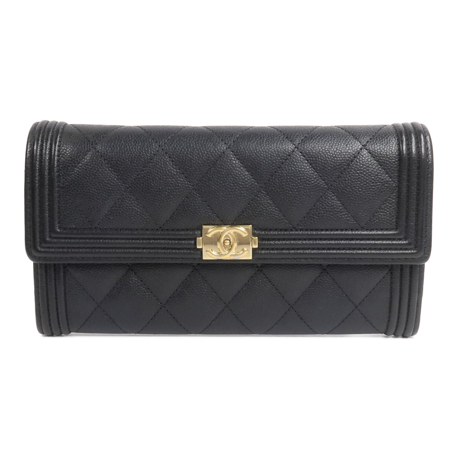 CHANEL 牛皮皮革Boy Long Wallet長錢包