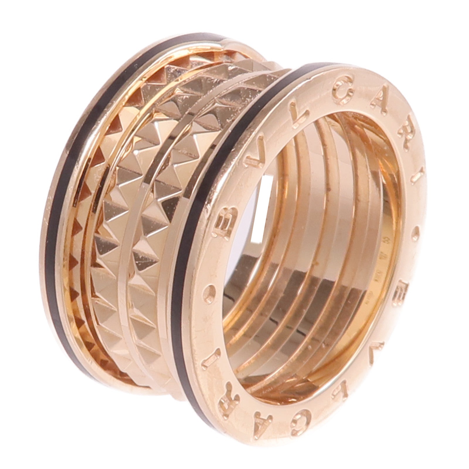 BVLGARI 18K玫瑰金/陶瓷B-zero1戒指BVLGARI#55/#US7