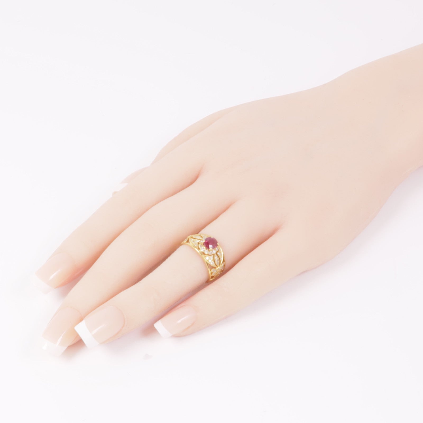 JEWELRY 18K黃金Ruby/Diamond Ring紅寶石/鑽石戒指US#4.75