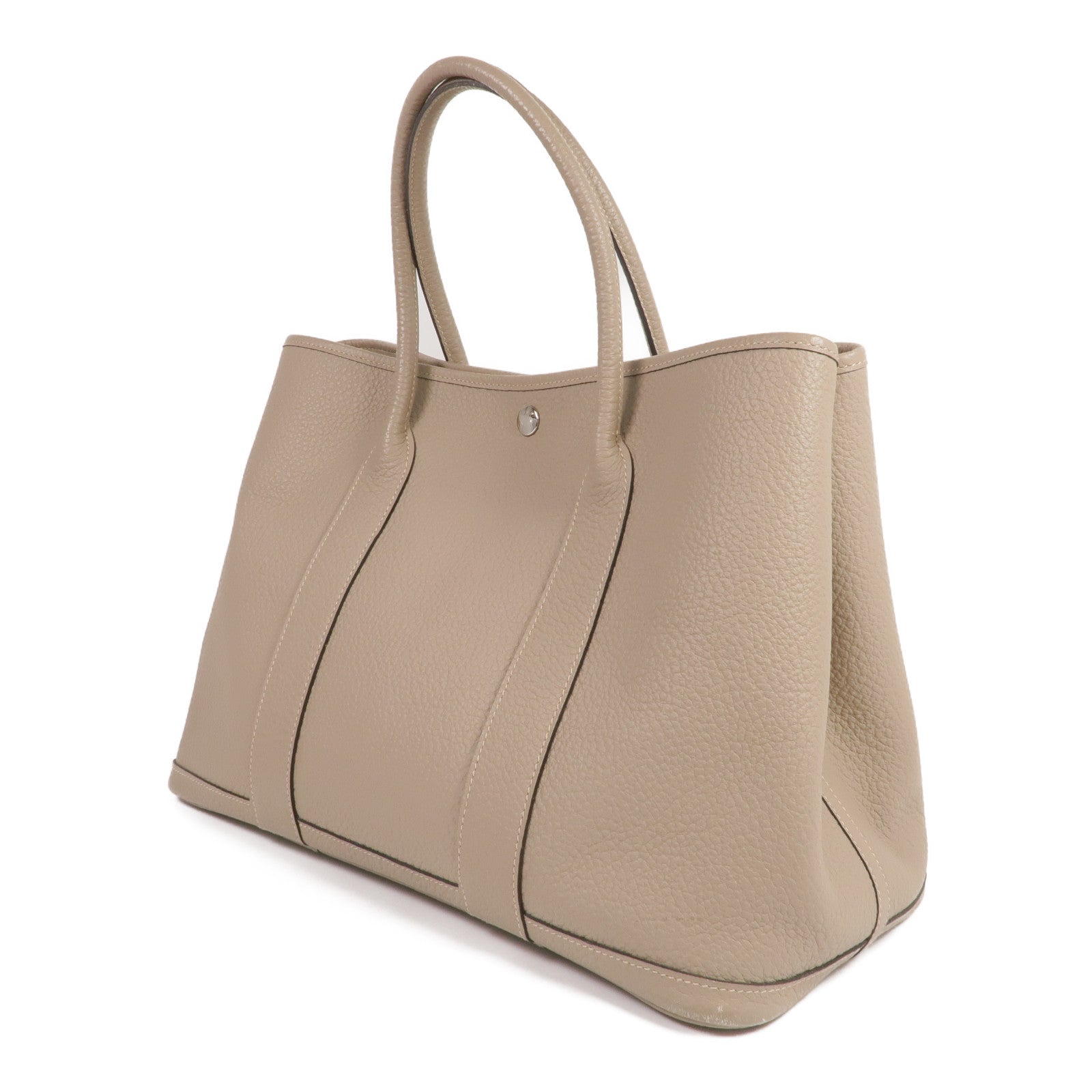 HERMES 【激減優惠】Negonda皮革Garden Party PM銀扣手挽袋Etoupe