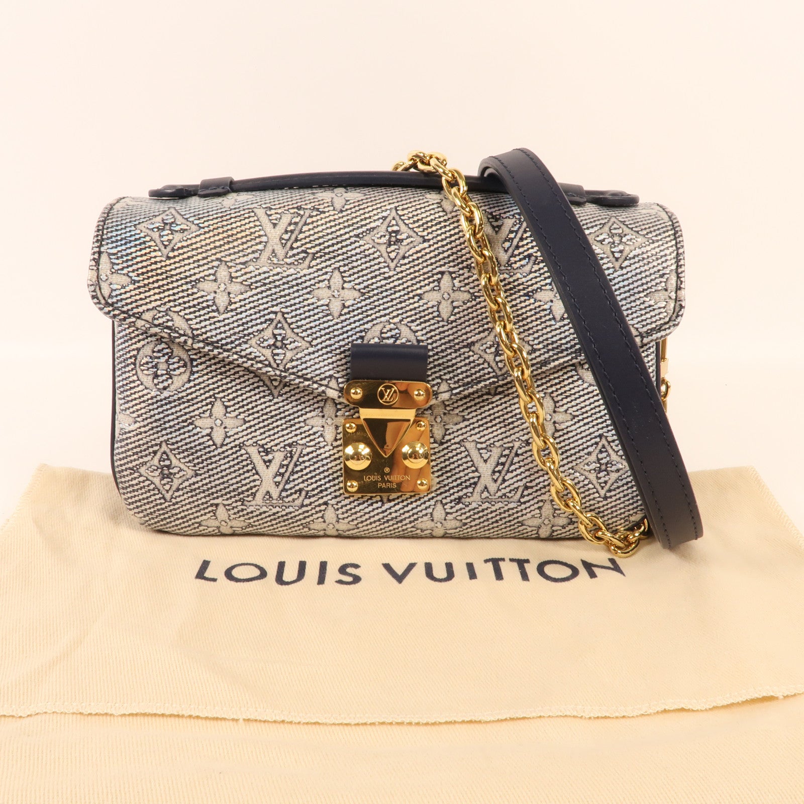 LOUIS VUITTON 塗層帆布Pochette Metis金扣手挽肩背兩用袋