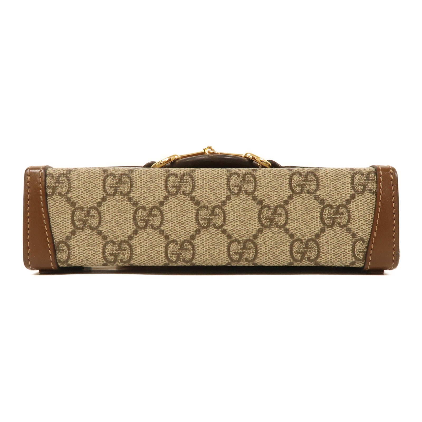 GUCCI 塗層帆布Horsebit 1955 Mini金扣肩背袋啡色