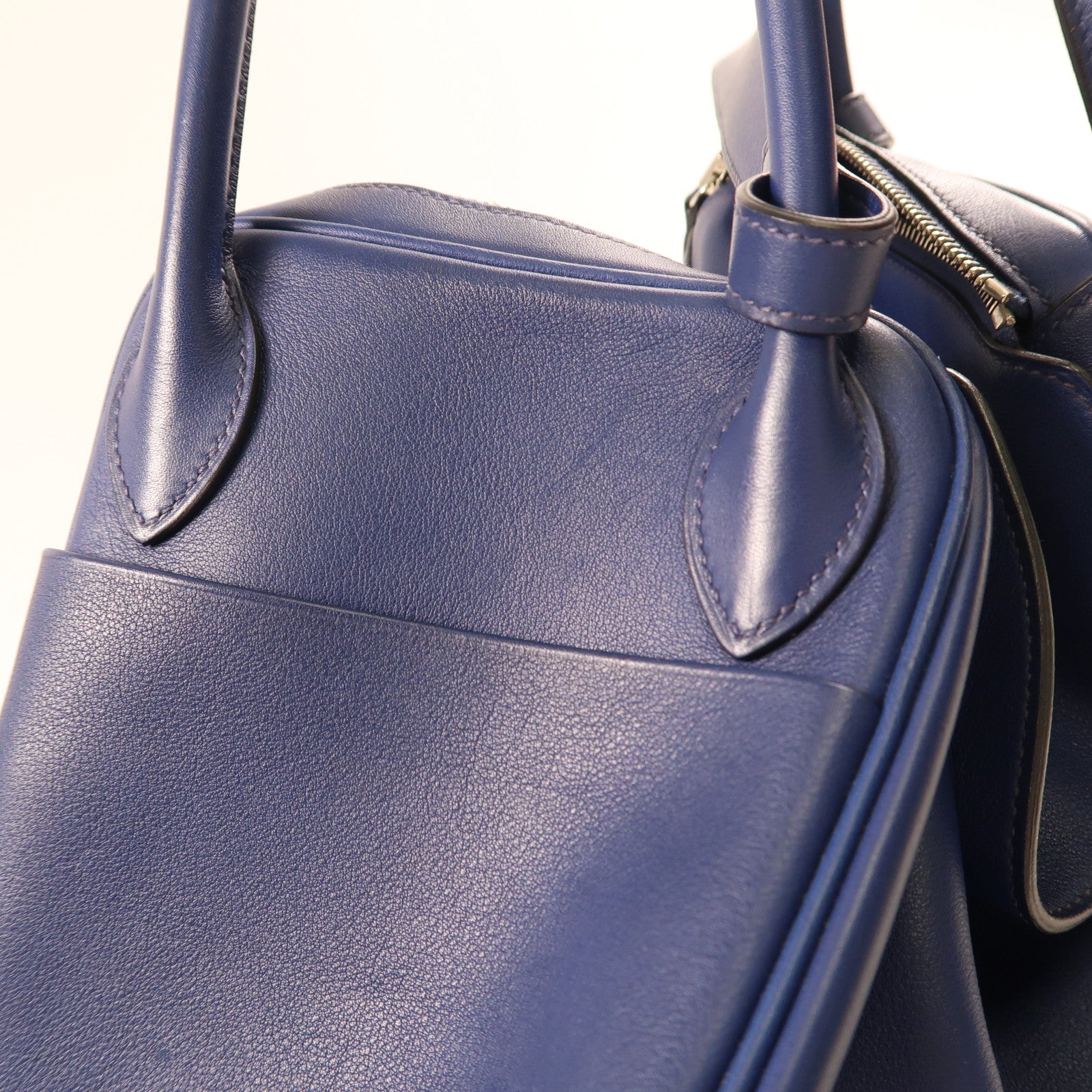 HERMES PHW Lindy 30 2Way Shoulder Hand Bag  Vaux Swift Leather Blue Indigo