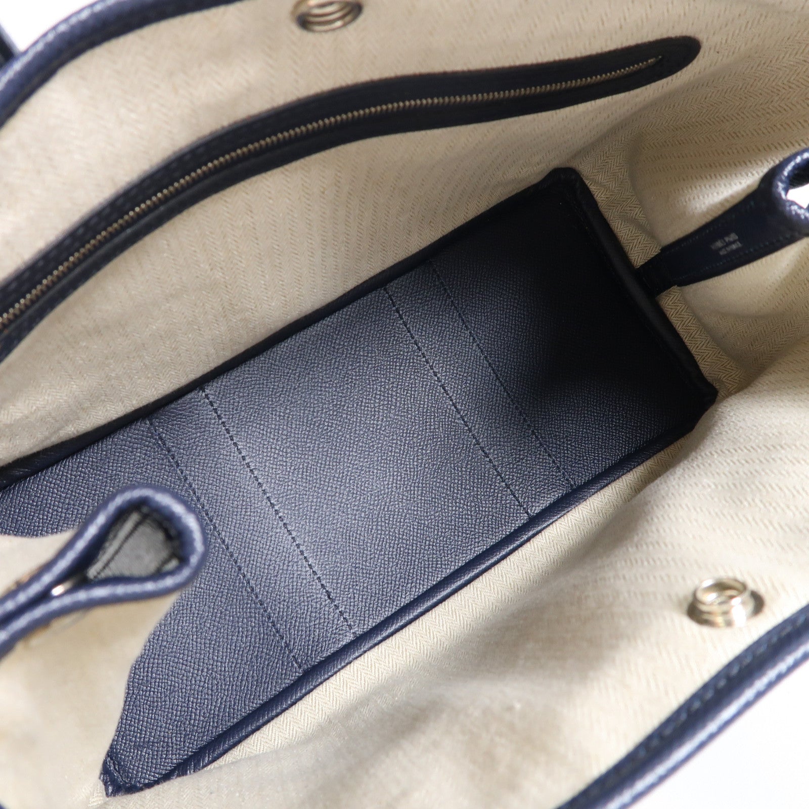 HERMES Epsom皮革Garden Party TPM銀扣手挽袋Bleu Nuit深藍色