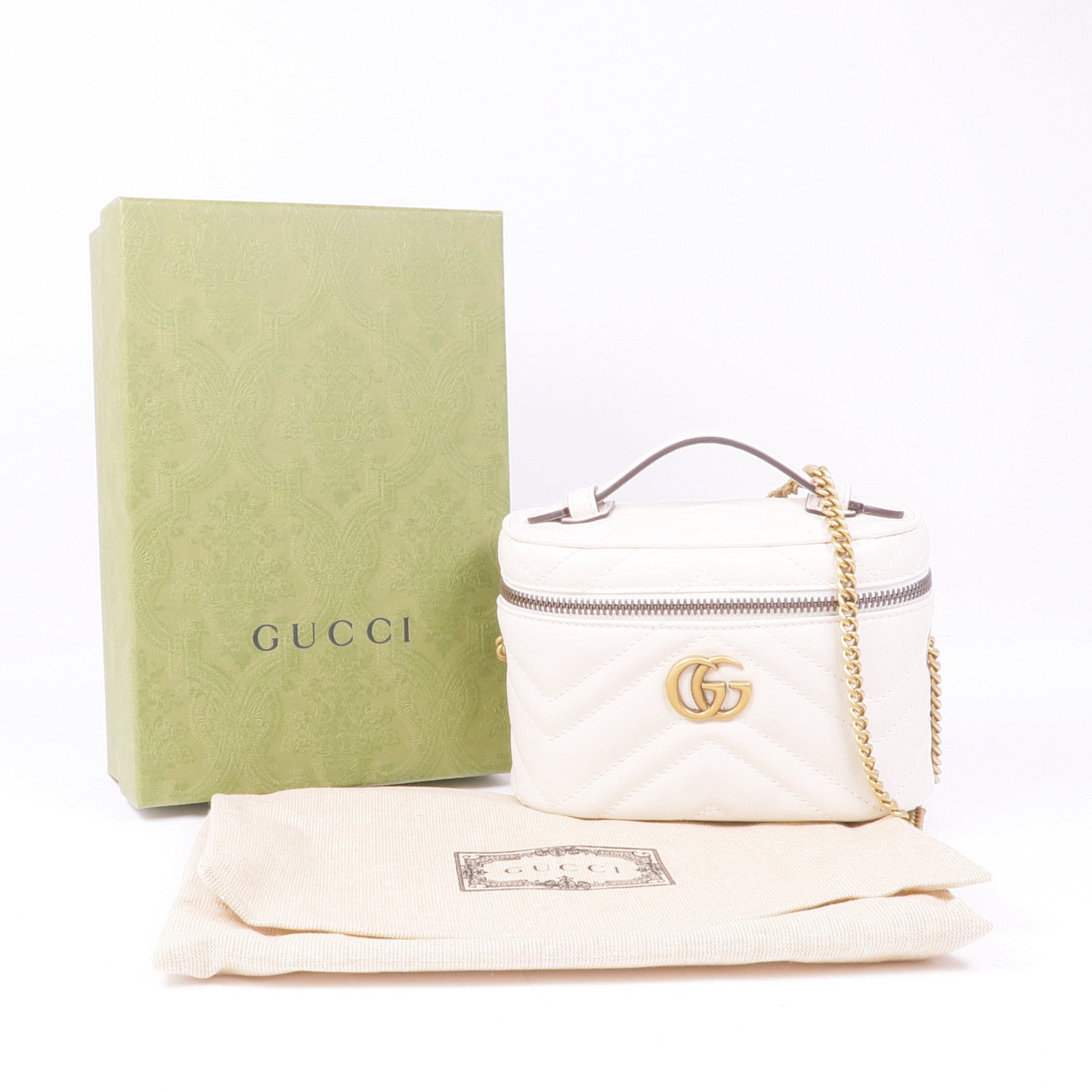 GUCCI 牛皮皮革GG Marmont金扣鏈帶肩背袋