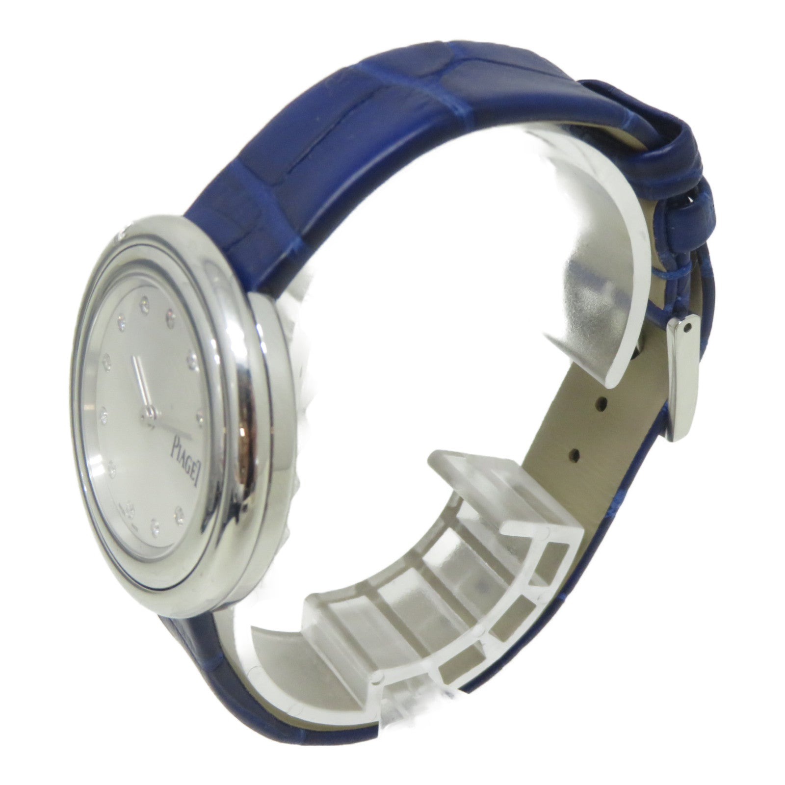PIAGET Possession Watch不鏽鋼/鱷魚皮革帶手錶石英機芯銀色