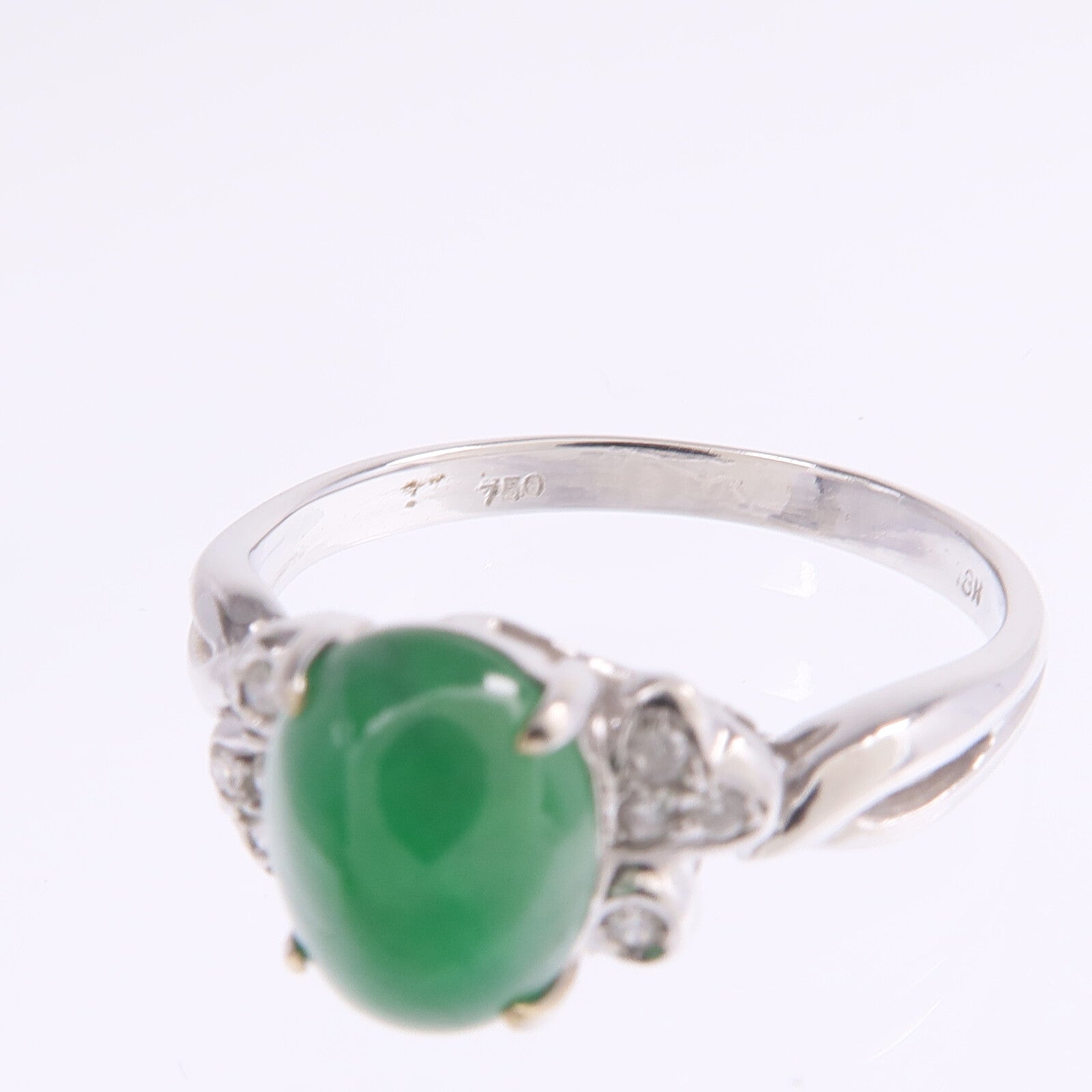 JEWELRY 【激減優惠】18K白金Jade Diamond Ring翡翠/鑽石戒指US#6.5