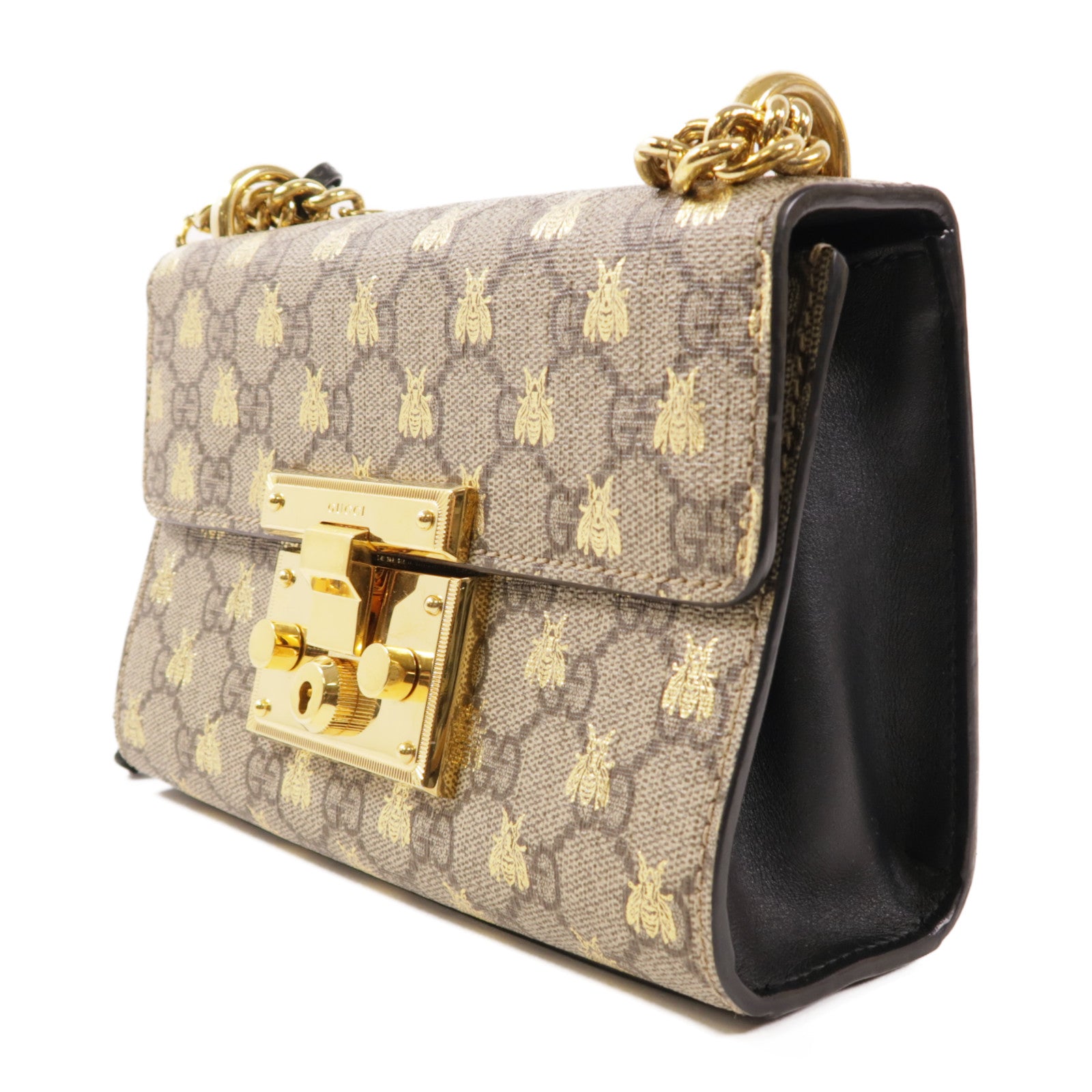 GUCCI 塗層帆布Padlock金扣鏈帶肩背袋