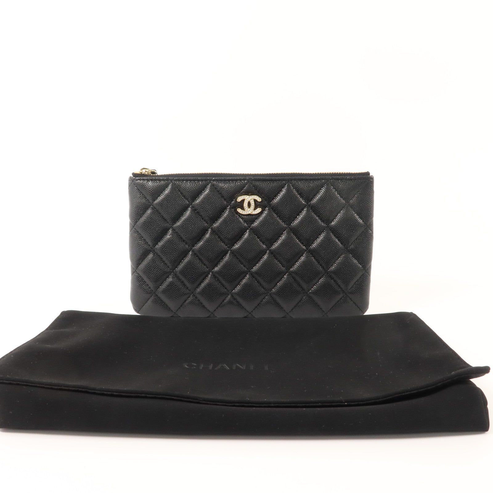 CHANEL 牛皮皮革Classic Zipped Pouch金扣小袋
