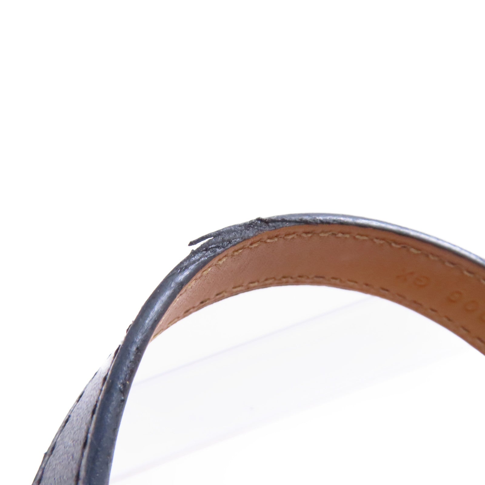 HERMES PHW Double Tour Bracelet Bangle Swift Leather Noir