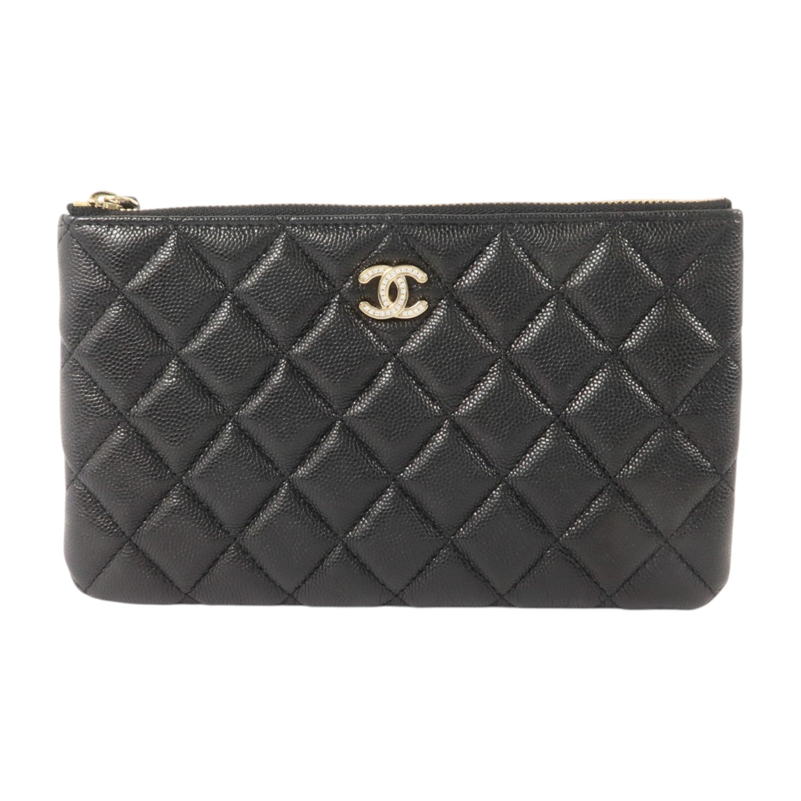 CHANEL 牛皮皮革Classic Zipped Pouch金扣小袋